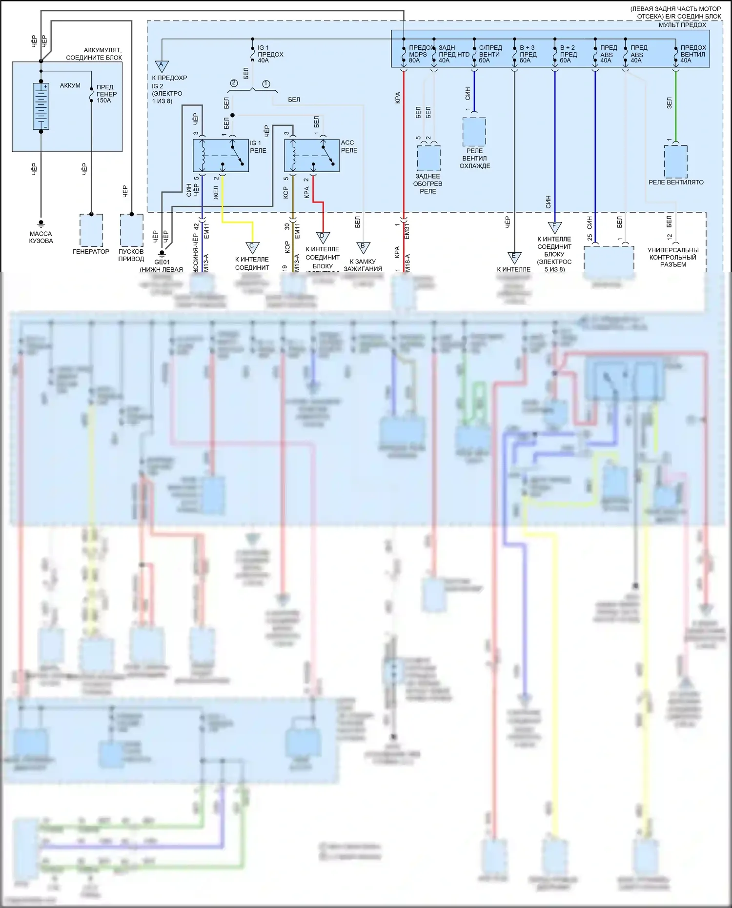 Santa Fe Hyundai III рестайлинг (2015-2018): Электросхема блока предохранителей реле (1 из 8) 