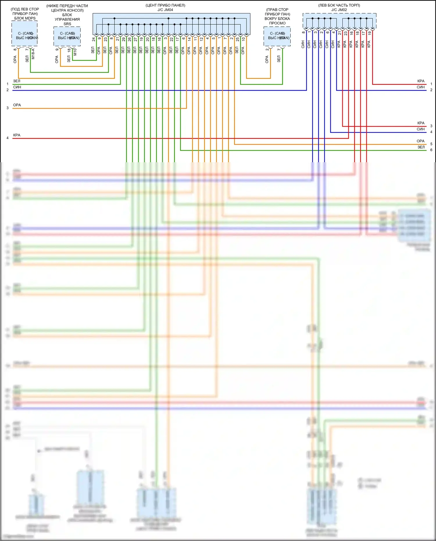 Santa Fe Hyundai III рестайлинг (2015-2018): Can шина электросхема (2 из 4) 