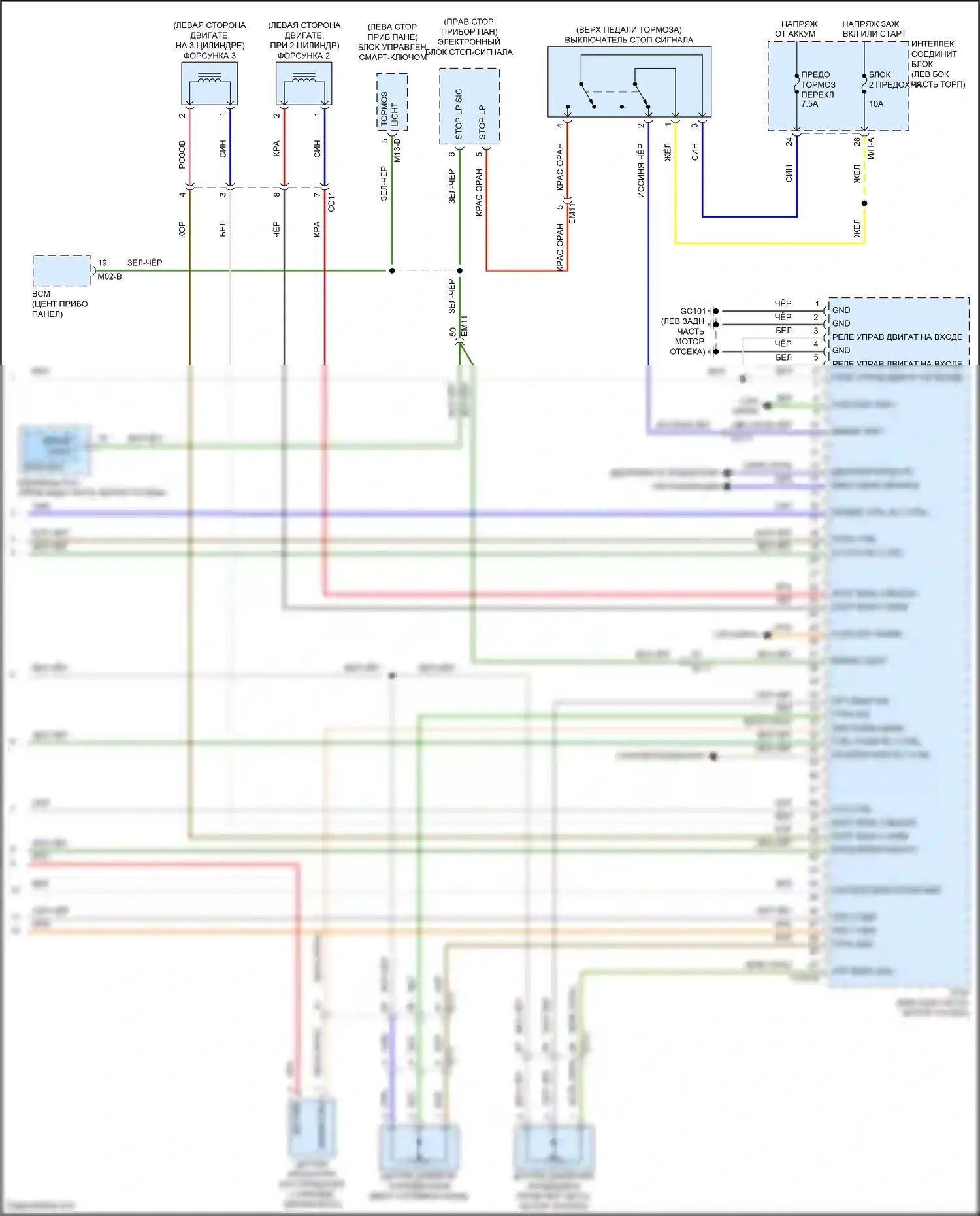 Santa Fe Hyundai III рестайлинг (2015-2018): Электросхема двигателя 2.4l (7 из 7) 