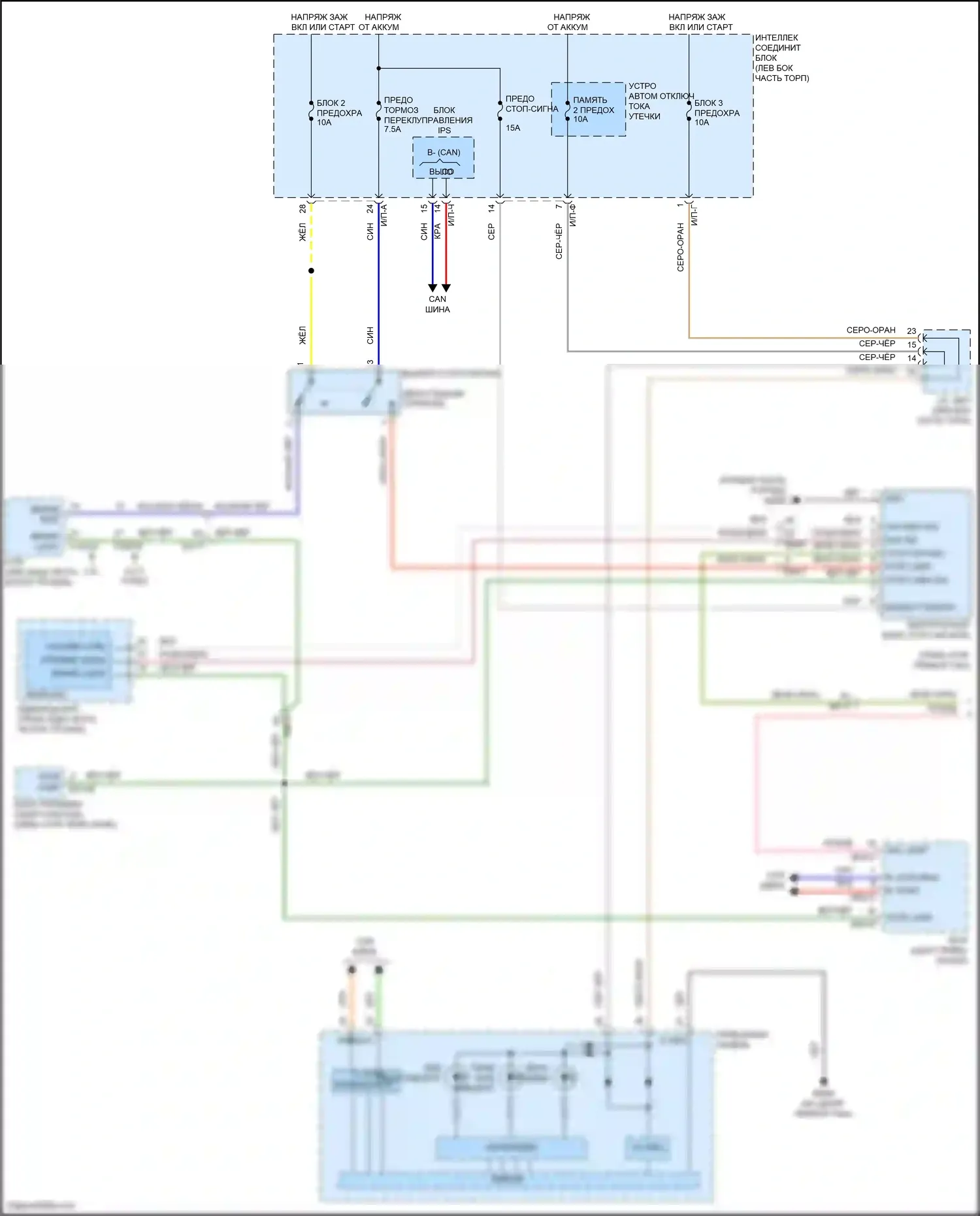 Santa Fe Hyundai III рестайлинг (2015-2018): Электросхема фар и фонарей (1 из 4) 