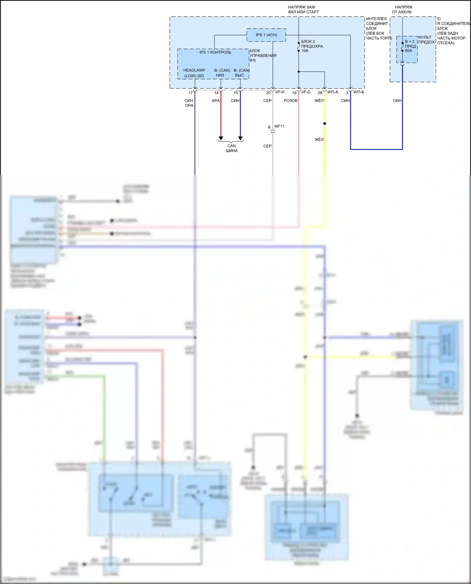 Santa Fe Hyundai III рестайлинг (2015-2018): Электросхема корректора фар 