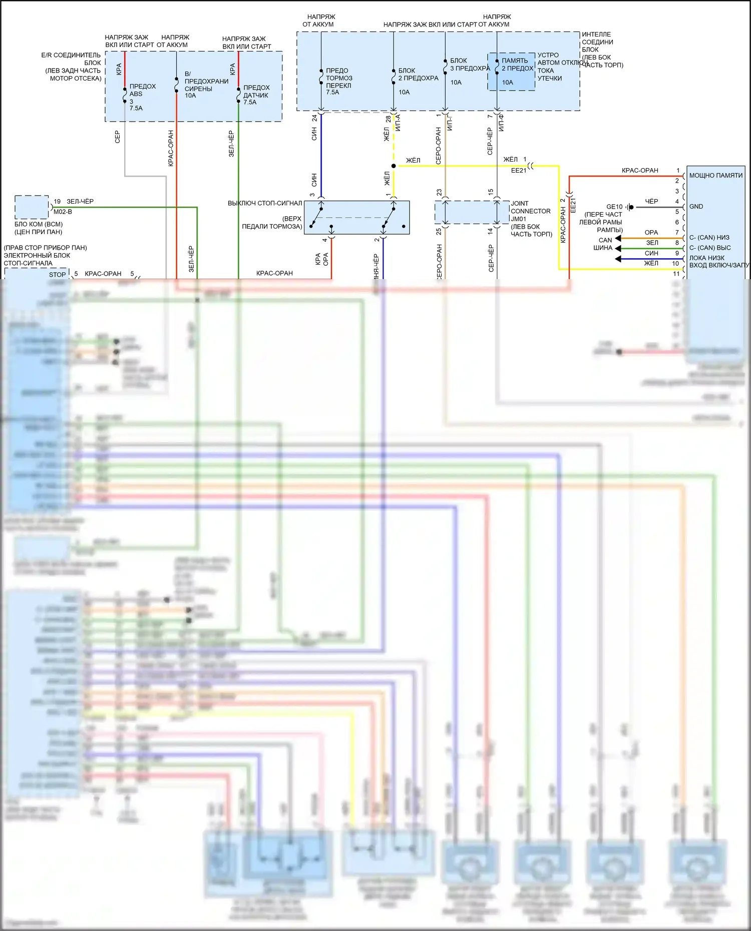 Santa Fe Hyundai III рестайлинг (2015-2018): Электросхема круиз-контроля (1 из 2) 