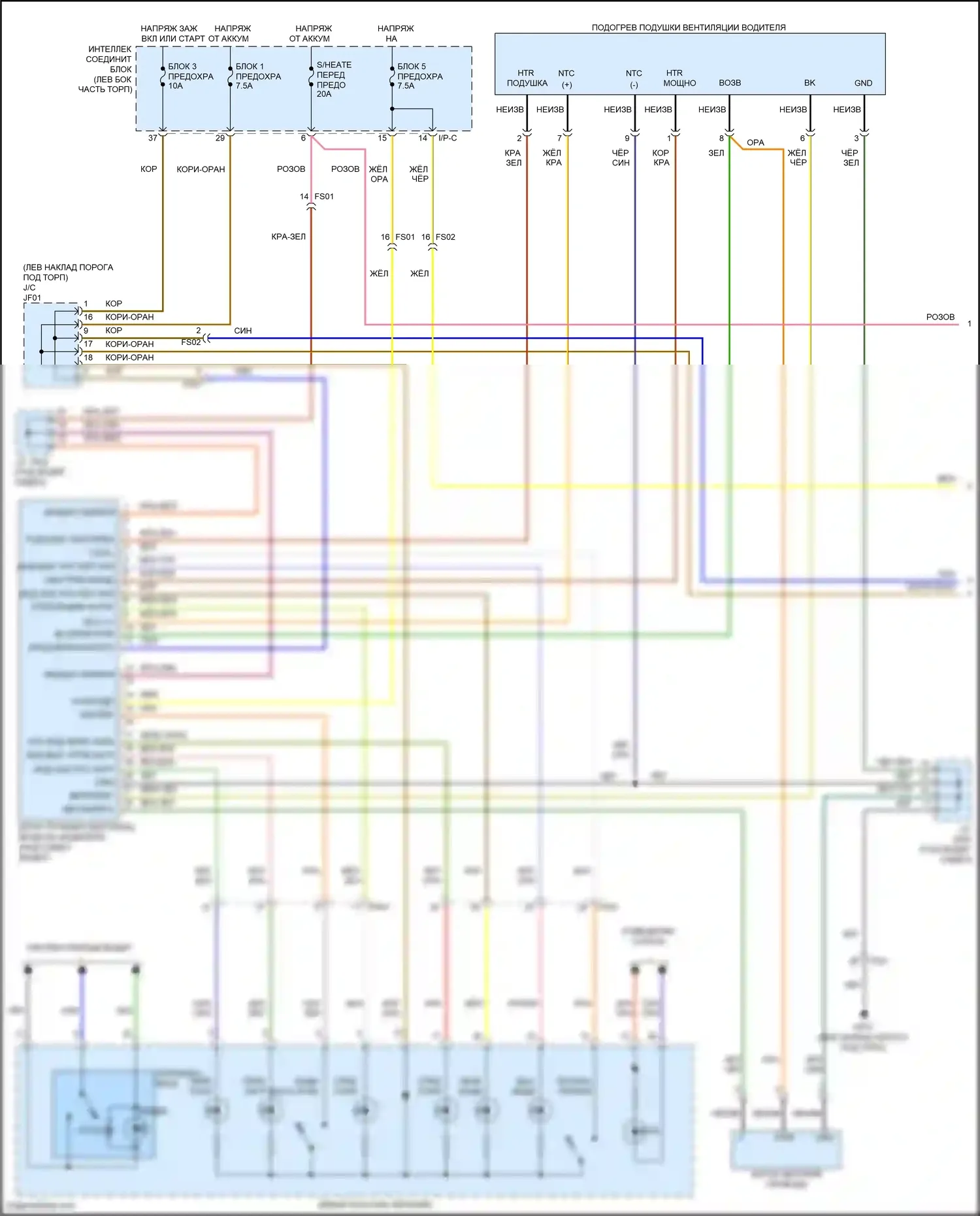 Santa Fe Hyundai III рестайлинг (2015-2018): Электросхема сидений климат-контроля (1 из 2) 