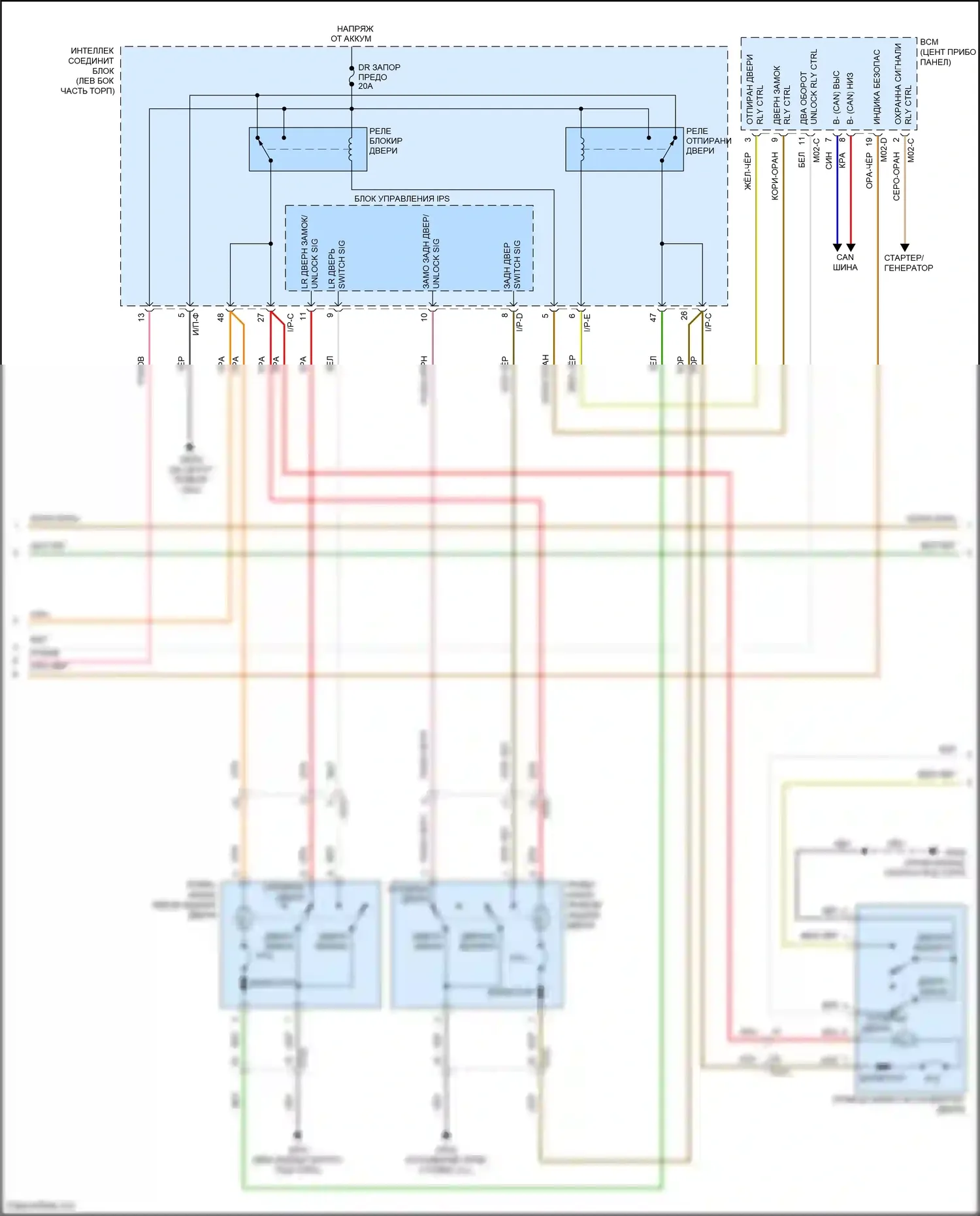Santa Fe Hyundai III рестайлинг (2015-2018): Электросхема защиты от взлома (2 из 3) 