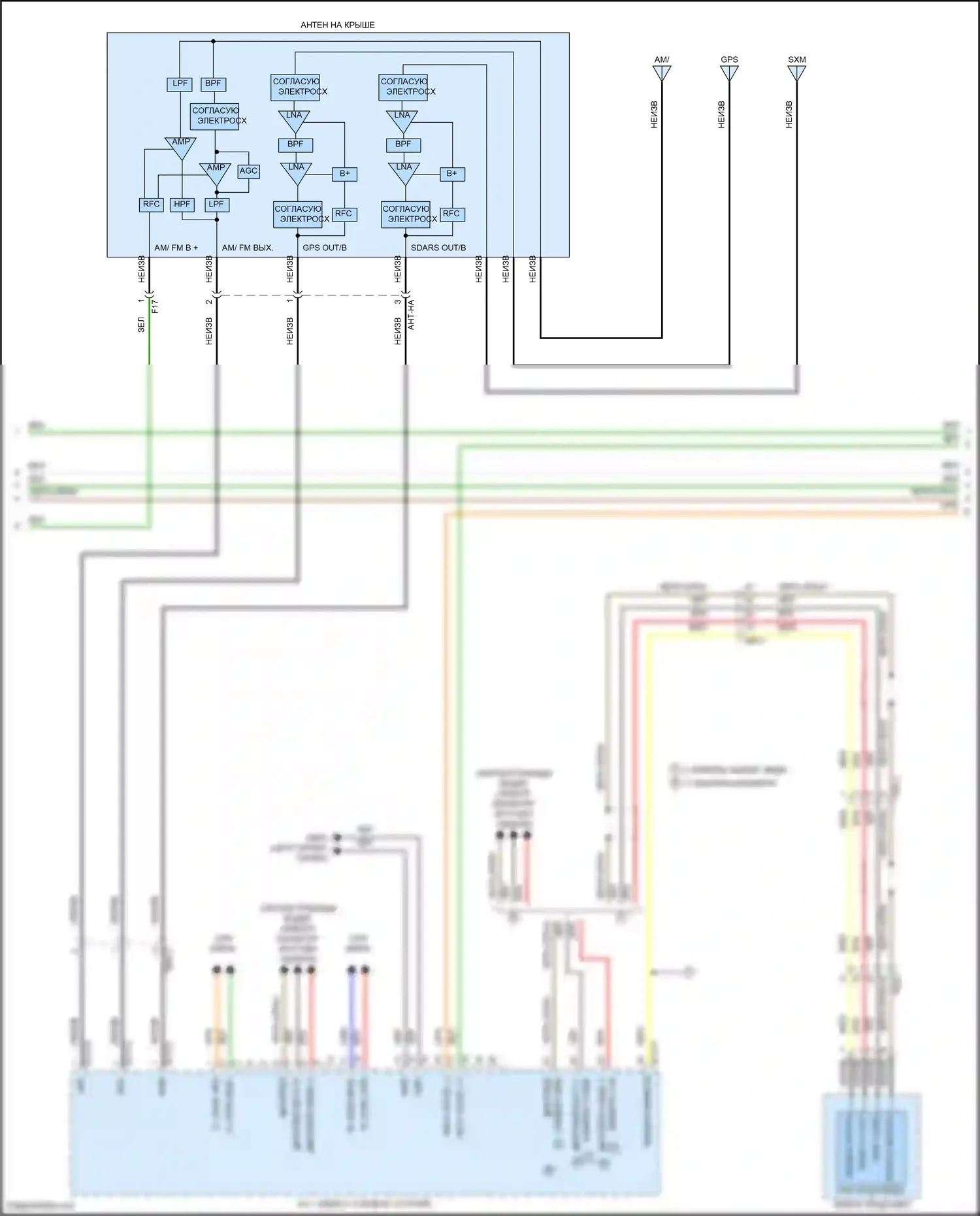 Santa Fe Hyundai III рестайлинг (2015-2018): Электросхема навигации, с усилителем jbl (2 из 3) 