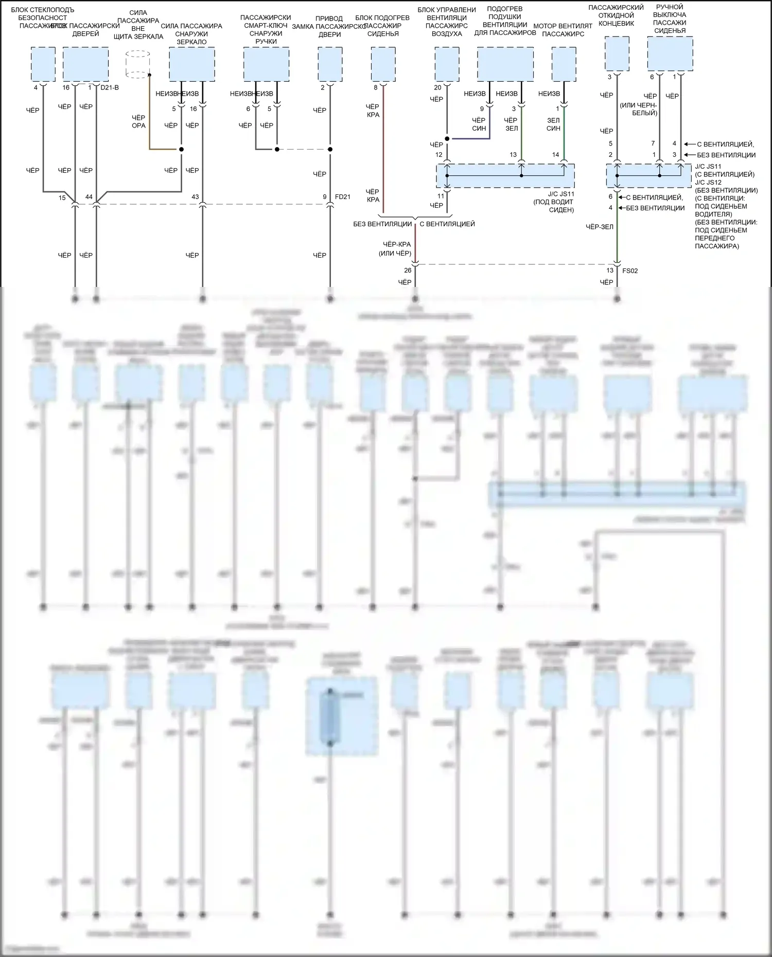 Santa Fe Hyundai III рестайлинг (2015-2018): Электросхема точек подключения масс (4 из 4) 