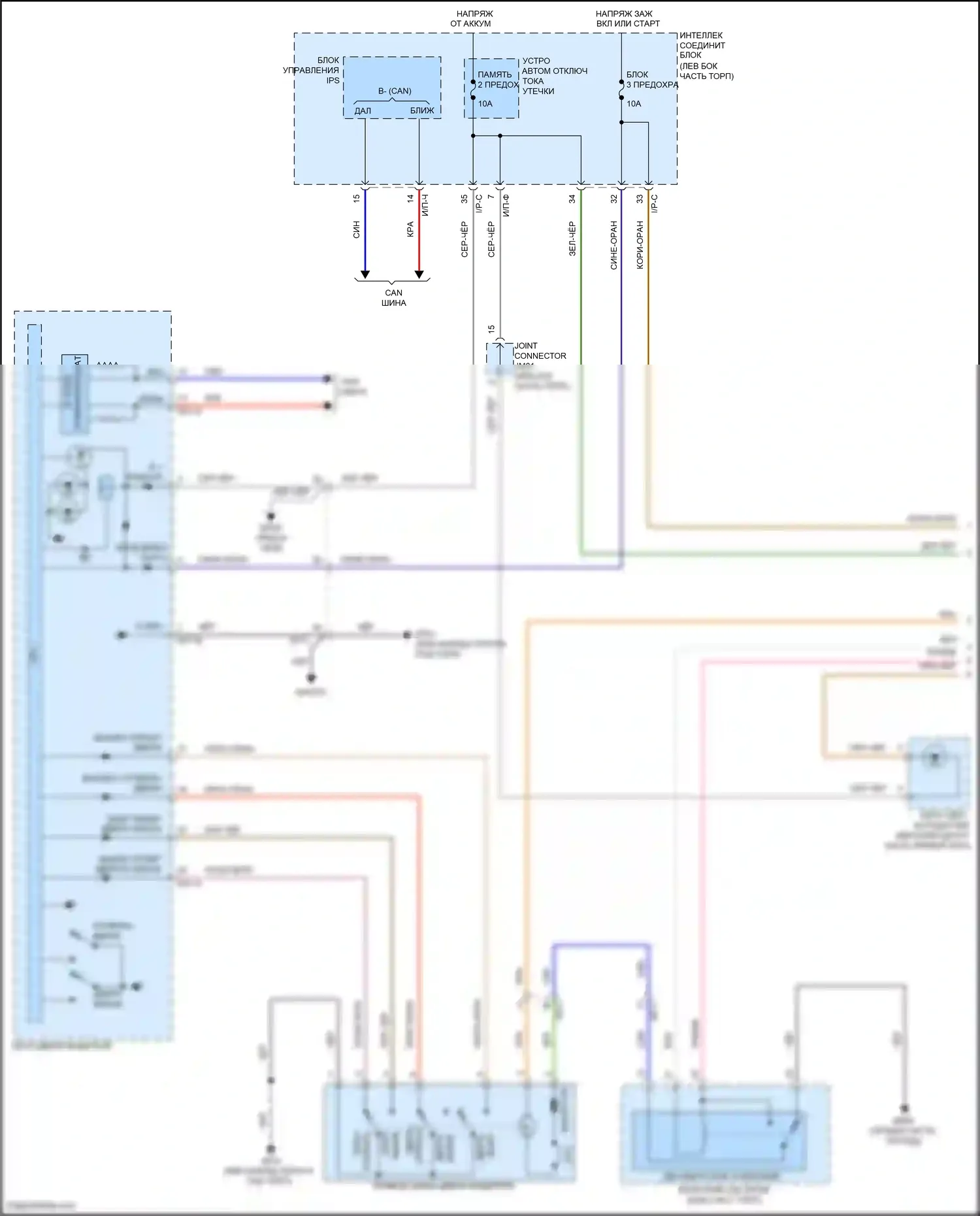 Santa Fe Hyundai III рестайлинг (2015-2018): Электросхема центрального замка (1 из 3) 