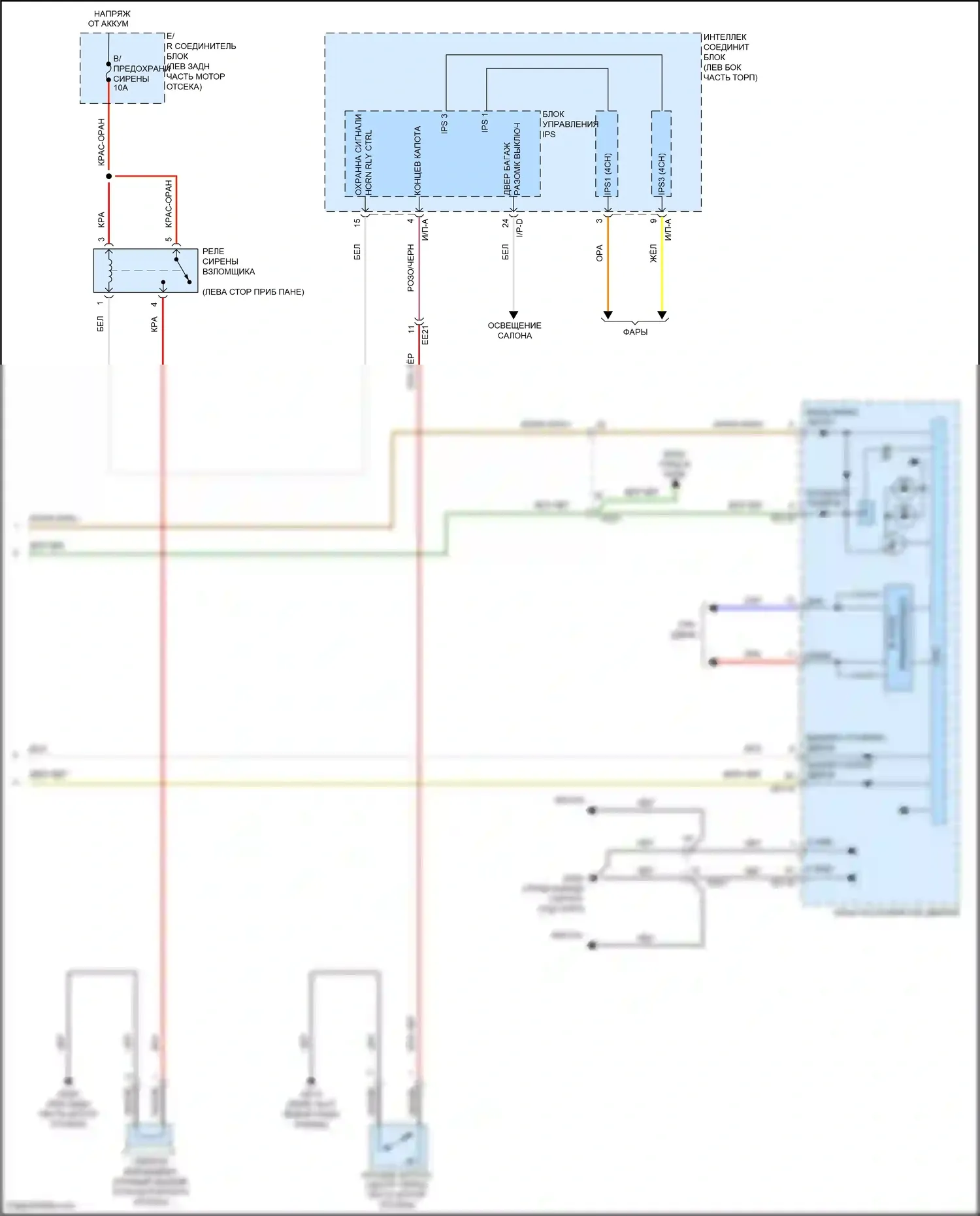 Santa Fe Hyundai III рестайлинг (2015-2018): Электросхема центрального замка (3 из 3) 