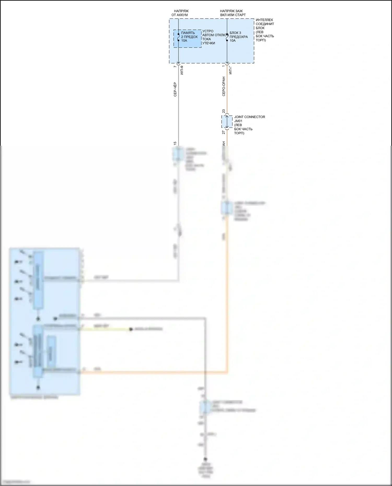 Santa Fe Hyundai III рестайлинг (2015-2018): Электросхема электрохромного зеркала, с homelink и компасом 
