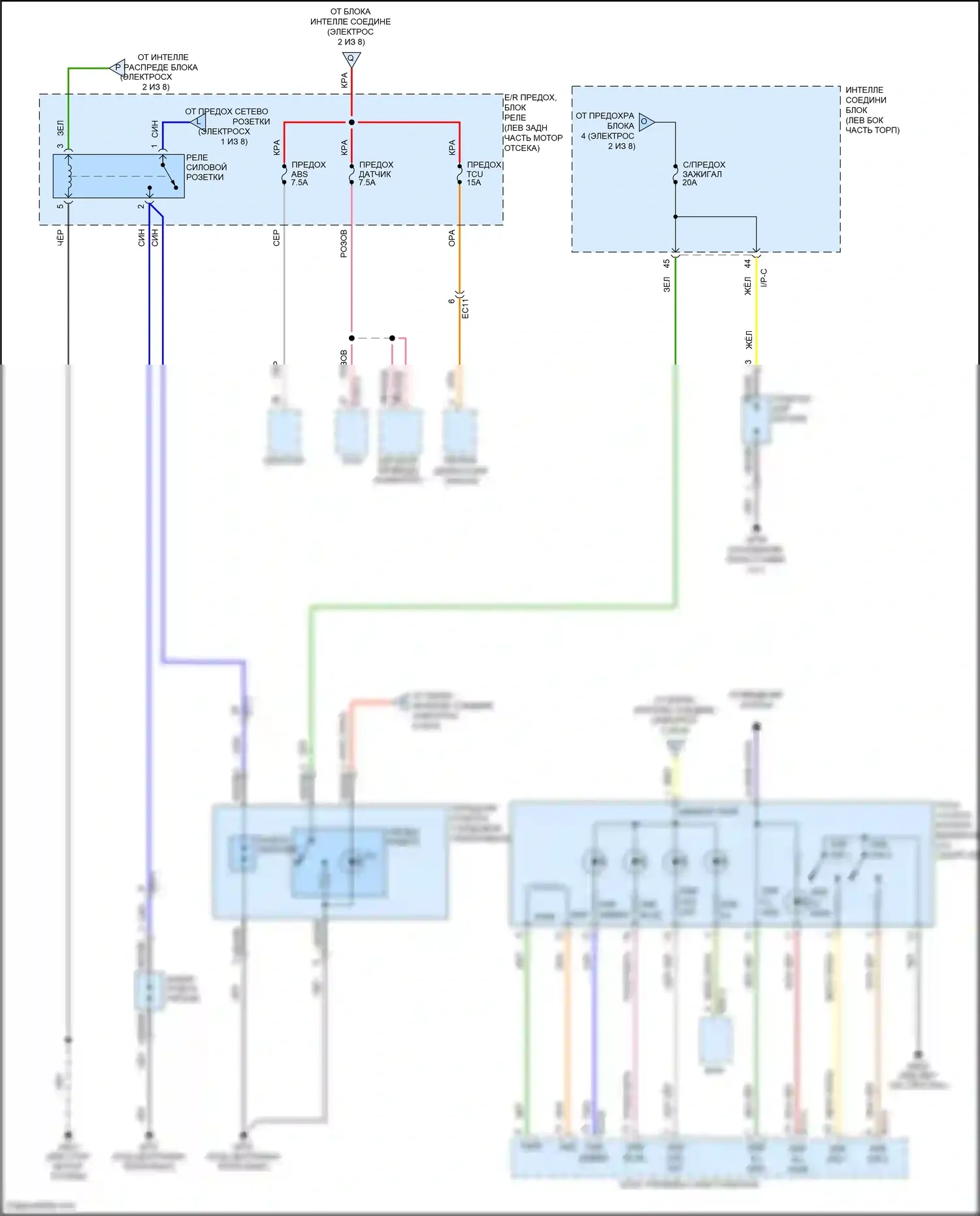 Santa Fe Hyundai III (2012-2016): Электросхема блока предохранителей реле (6 из 8) 