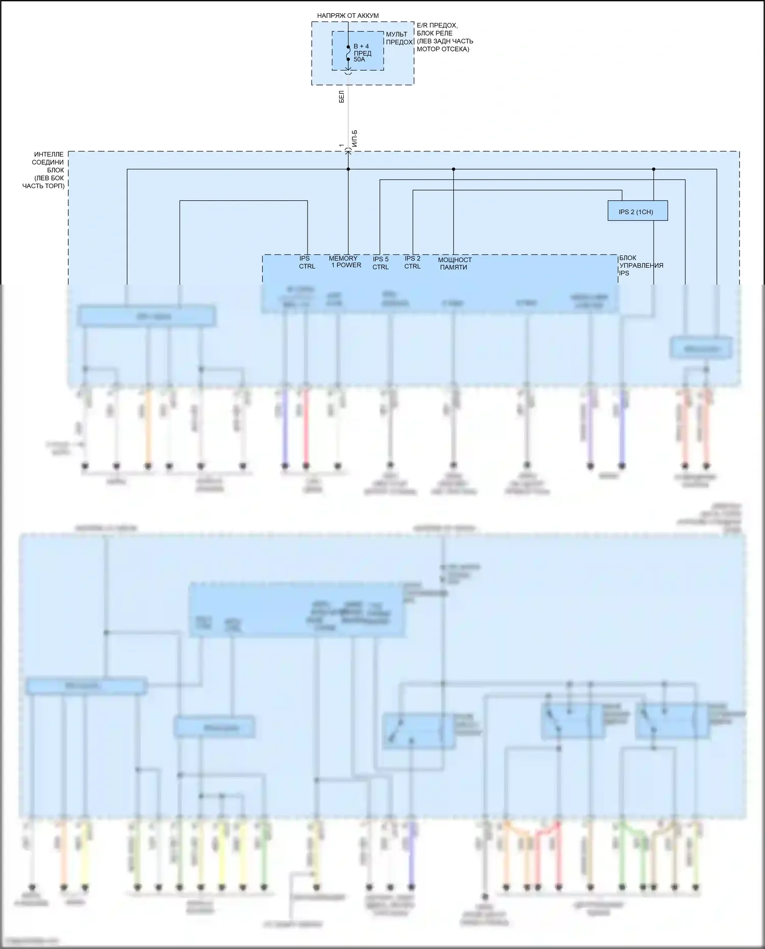 Santa Fe Hyundai III (2012-2016): Электросхема блока управления ips (1 из 2) 