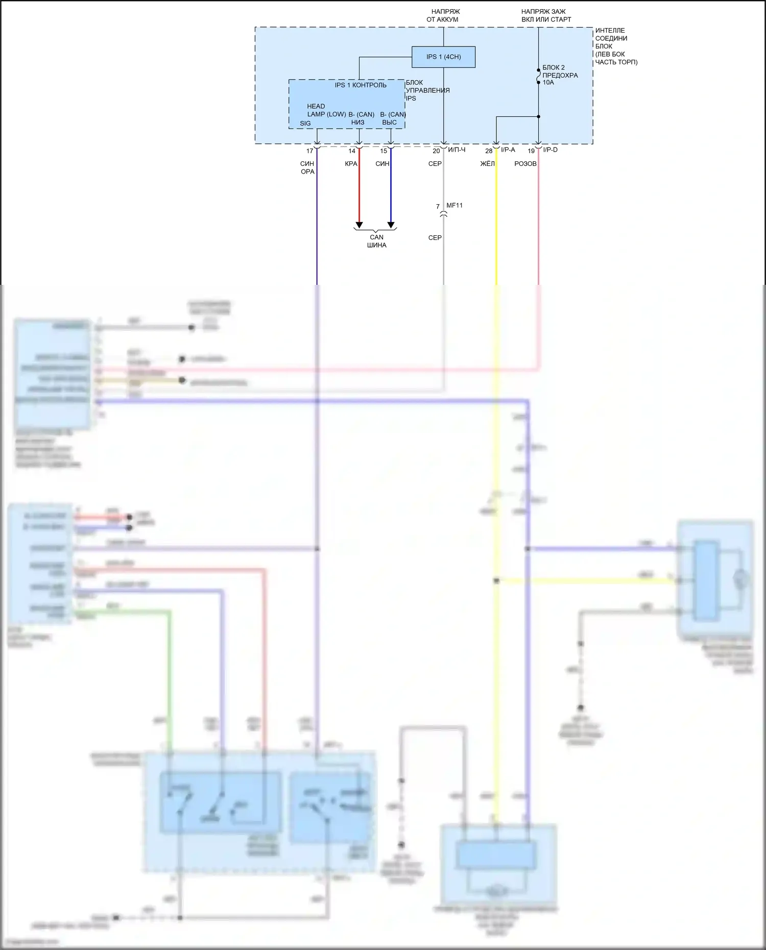 Santa Fe Hyundai III (2012-2016): Электросхема корректора фар 