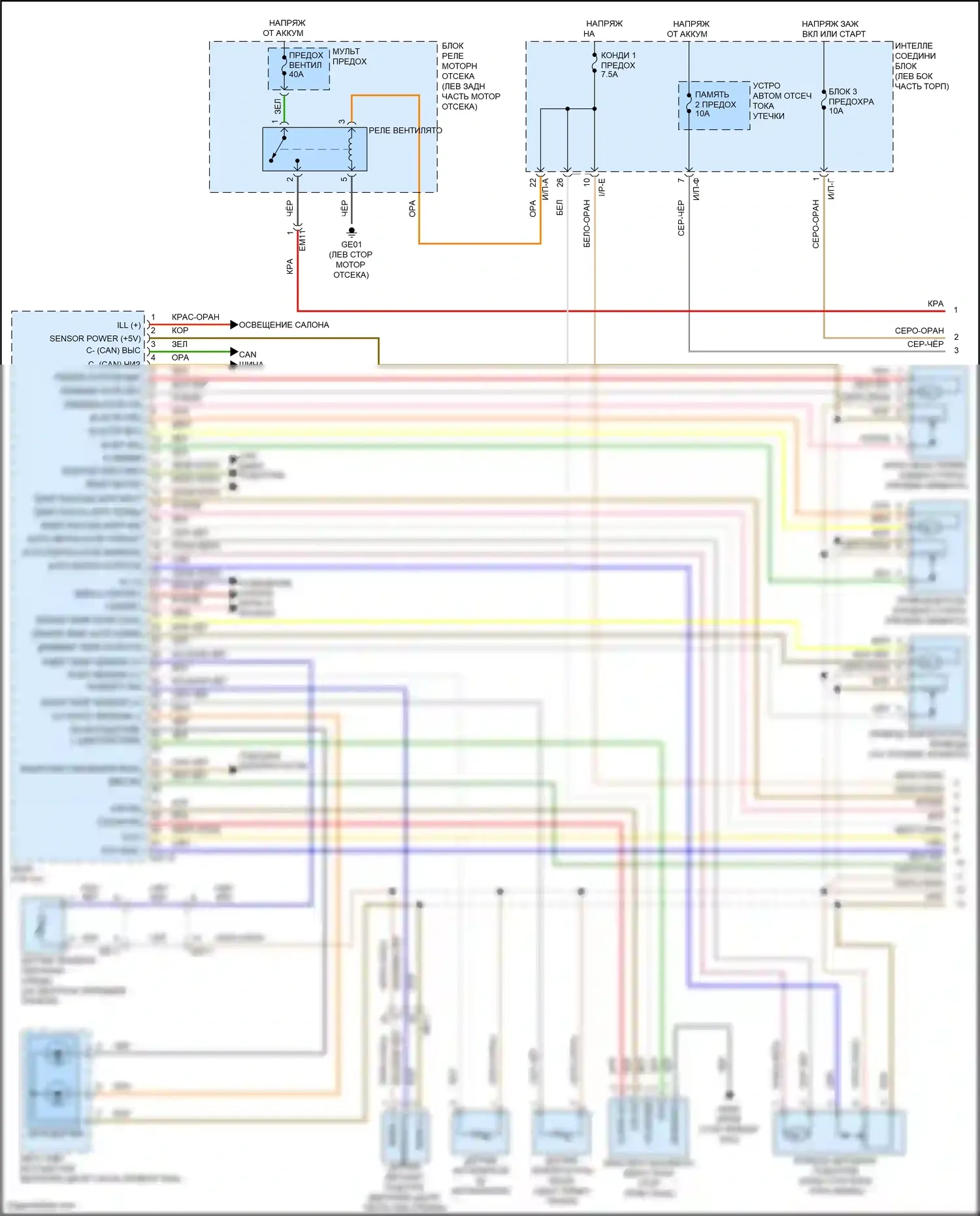 Santa Fe Hyundai III (2012-2016): Электросхема климат контроля (1 из 3) 