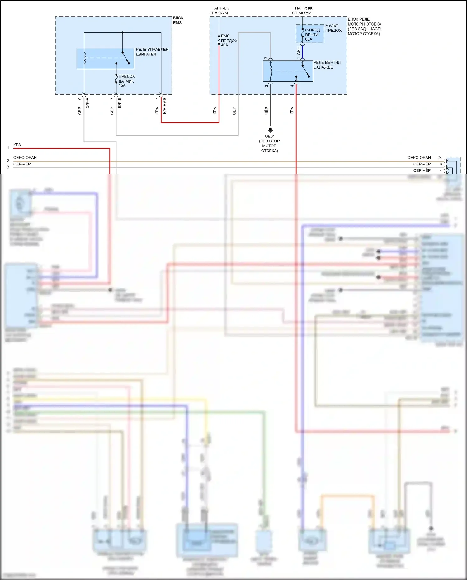 Santa Fe Hyundai III (2012-2016): Электросхема климат контроля (2 из 3) 