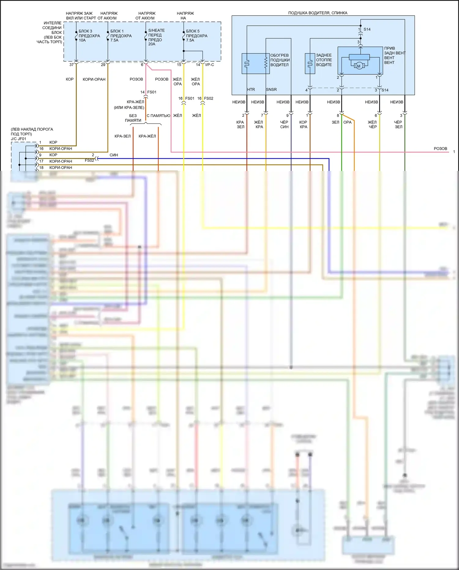 Santa Fe Hyundai III (2012-2016): Электросхема сидений климат-контроля (1 из 2) 