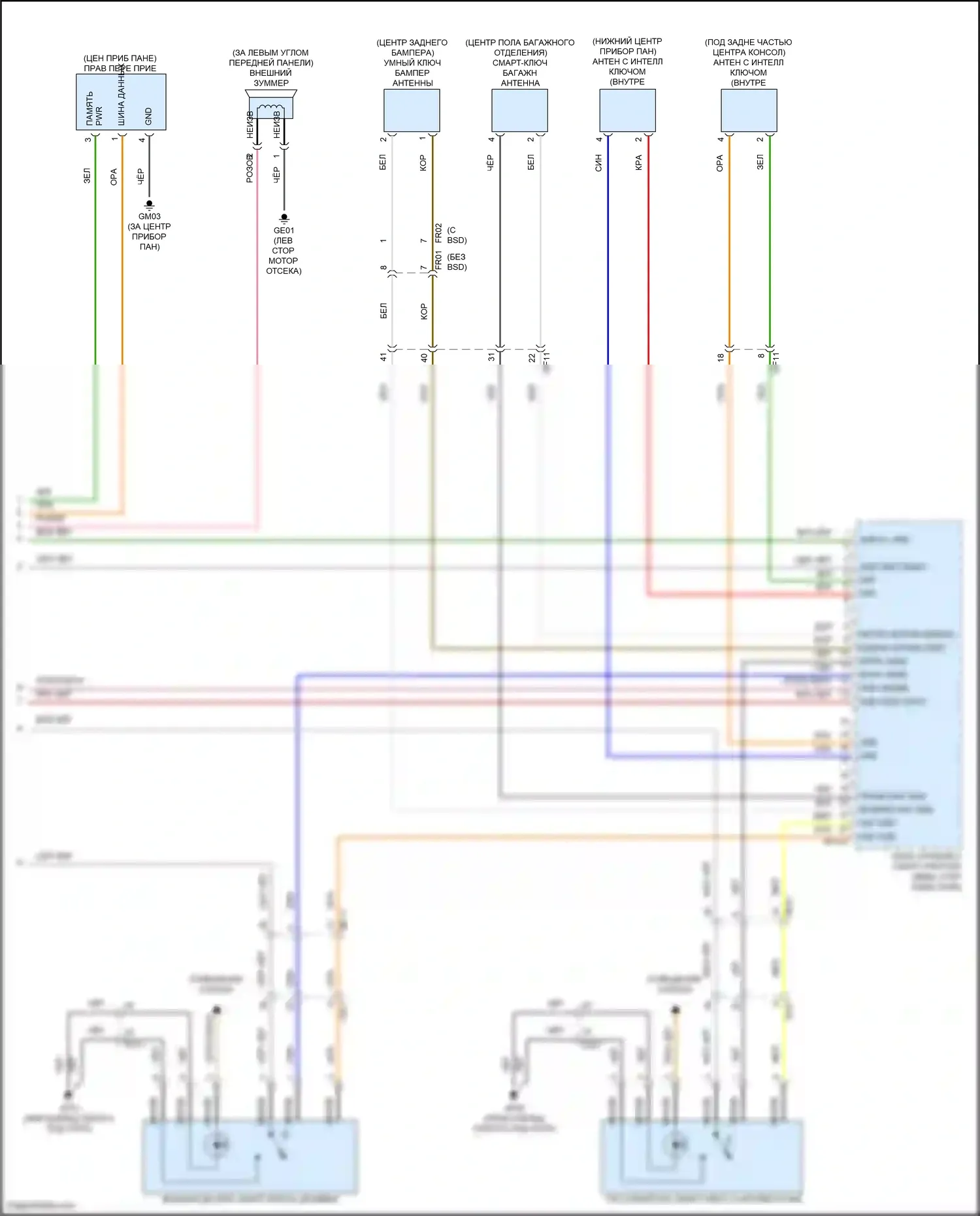Santa Fe Hyundai III (2012-2016): Электросхема иммобилайзера, с системой интеллектуальных ключей (2 из 2) 