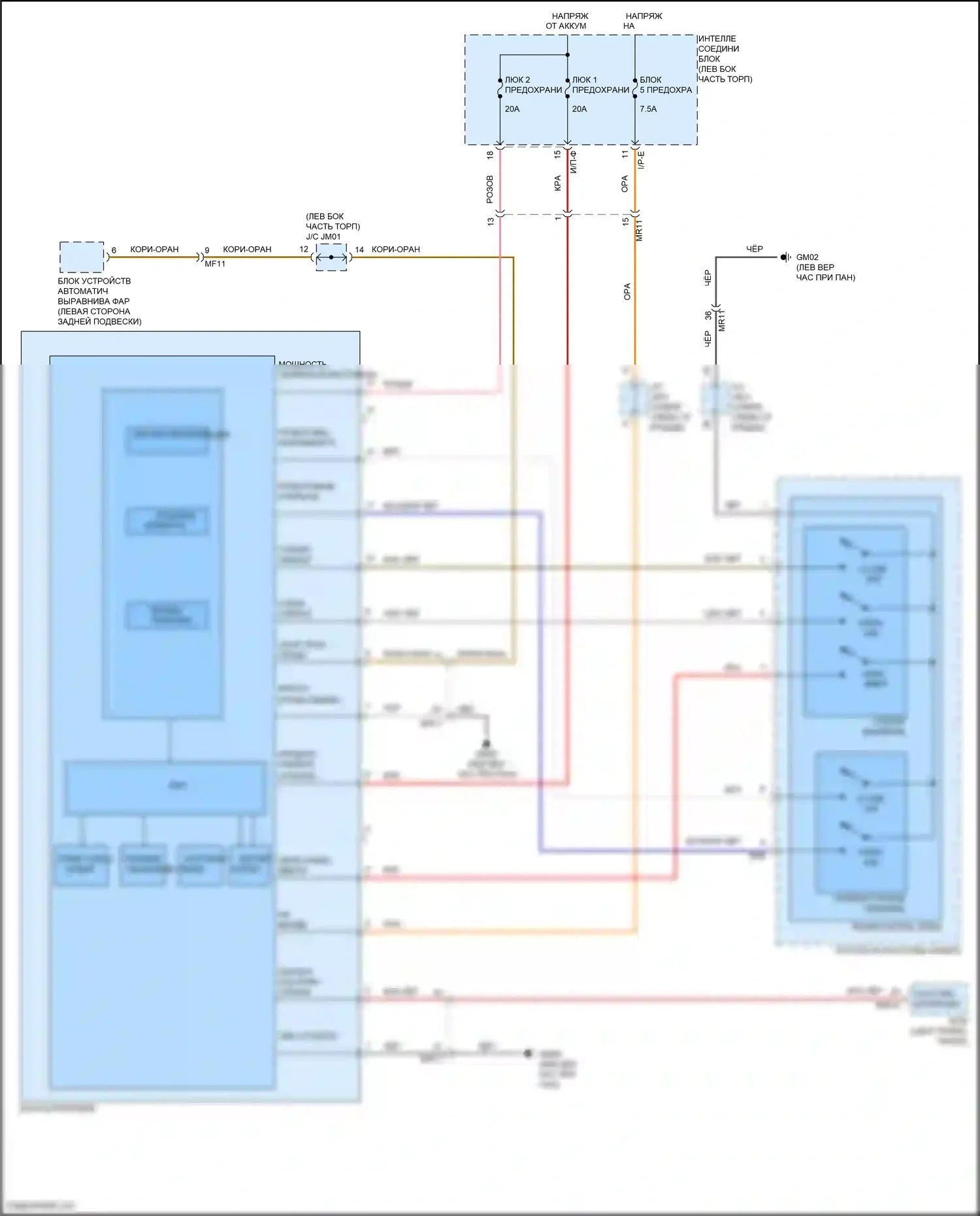Santa Fe Hyundai III (2012-2016): Электросхема складной крыши/люка 