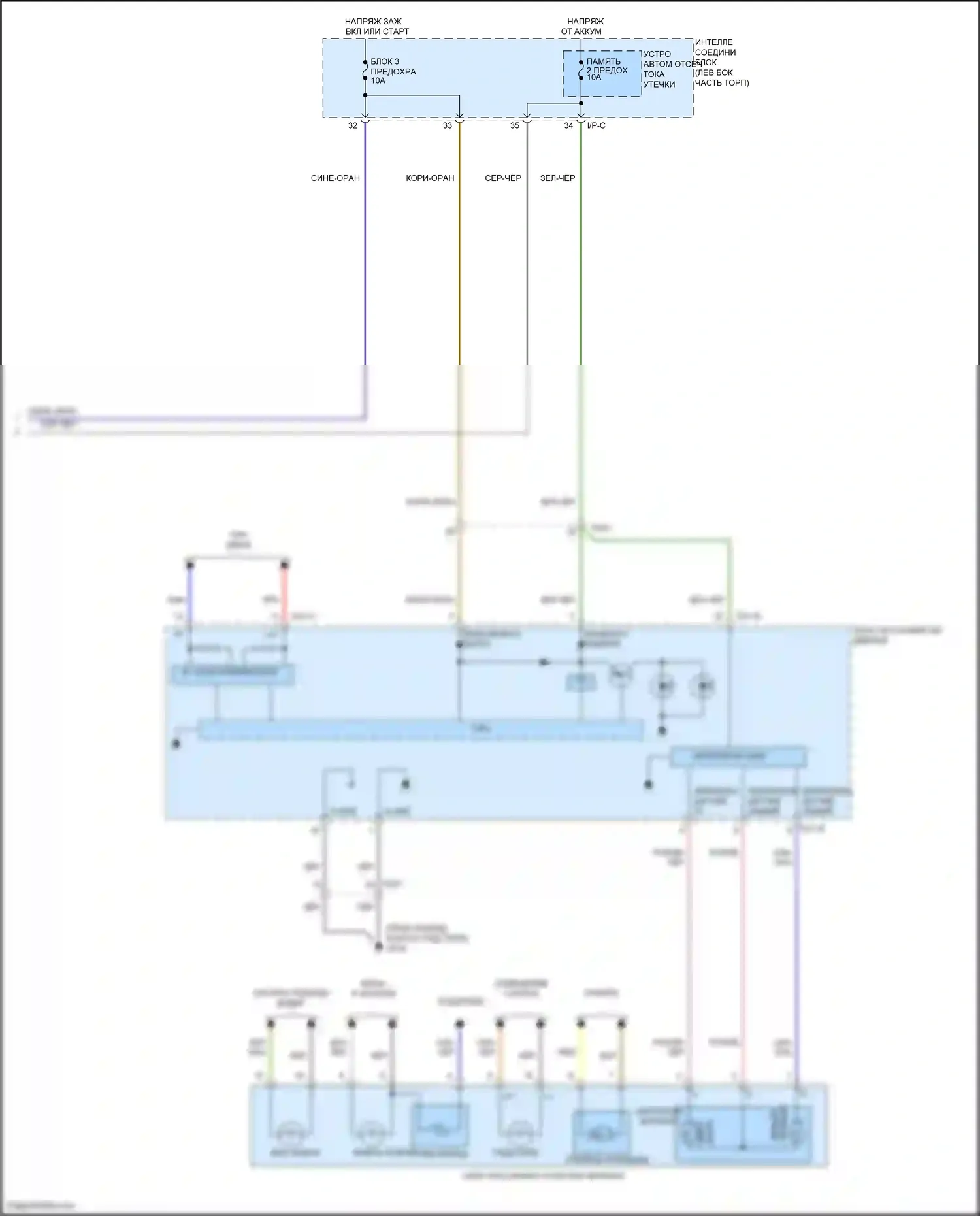 Santa Fe Hyundai III (2012-2016): Управление зеркалами заднего вида электросхема (2 из 2) 