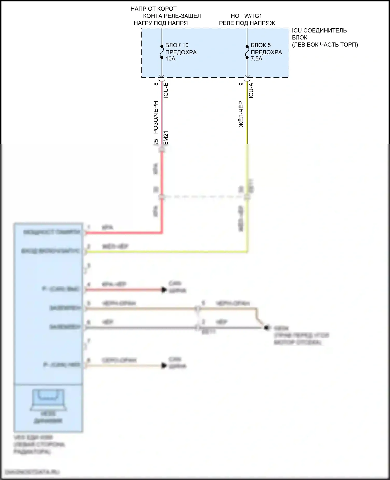 Santa Fe Hyundai IV рестайлинг (2020-2024): Электросхема активных управление кузовом и подвеской 