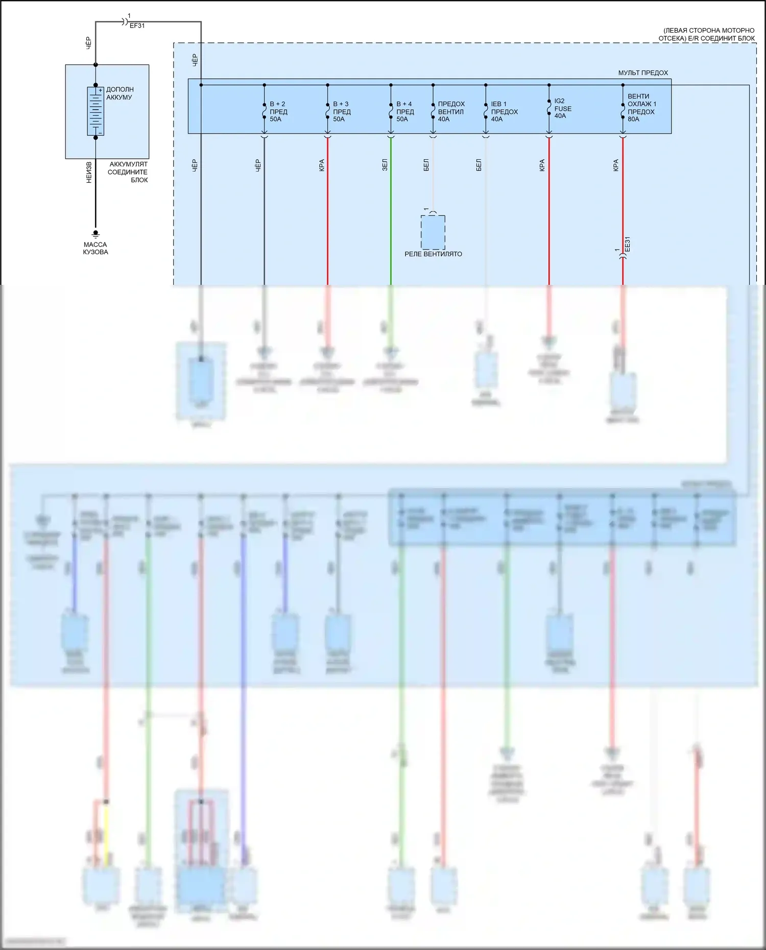 Santa Fe Hyundai IV рестайлинг (2020-2024): Электросхема блока предохранителей реле, гибридного (1 из 9) 