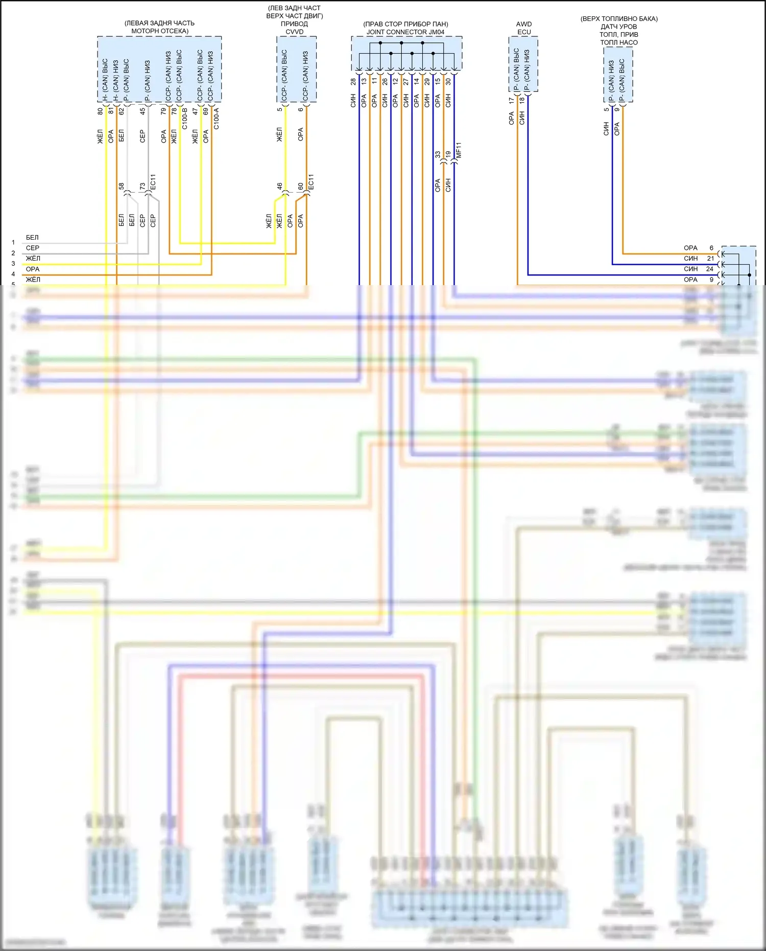 Santa Fe Hyundai IV рестайлинг (2020-2024): Can шина электросхема, гибридная (4 из 4) 