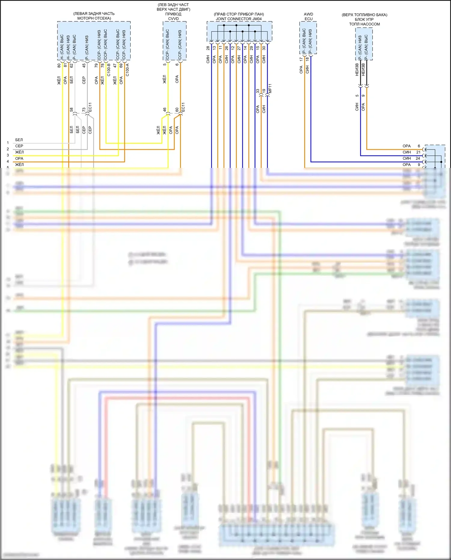 Santa Fe Hyundai IV рестайлинг (2020-2024): Can шина электросхема, подключаемый гибрид (4 из 4) 