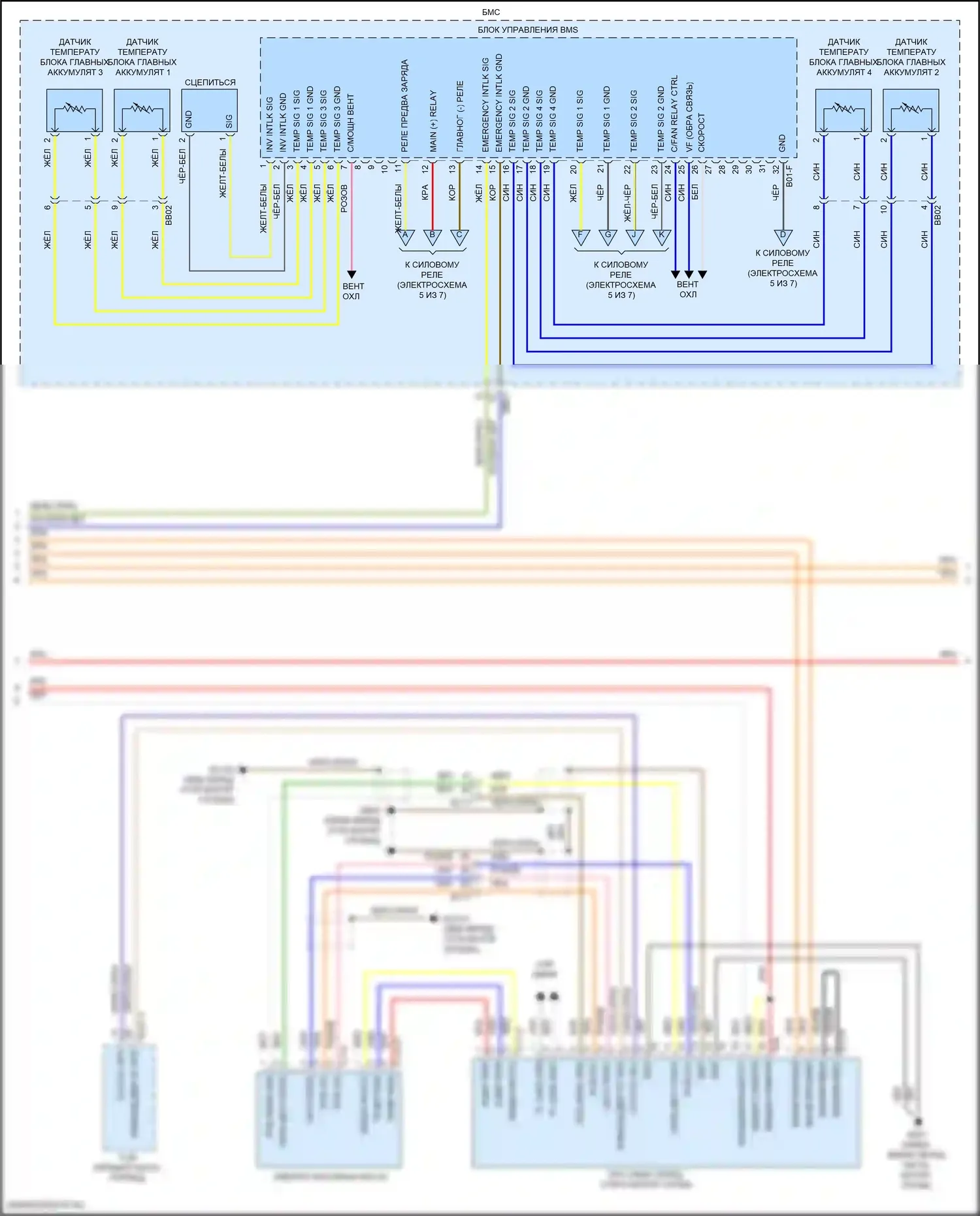 Santa Fe Hyundai IV рестайлинг (2020-2024): Электросхема двигателя 1.6л турбо гибрид, электросхема управления гибридом (4 из 7) 