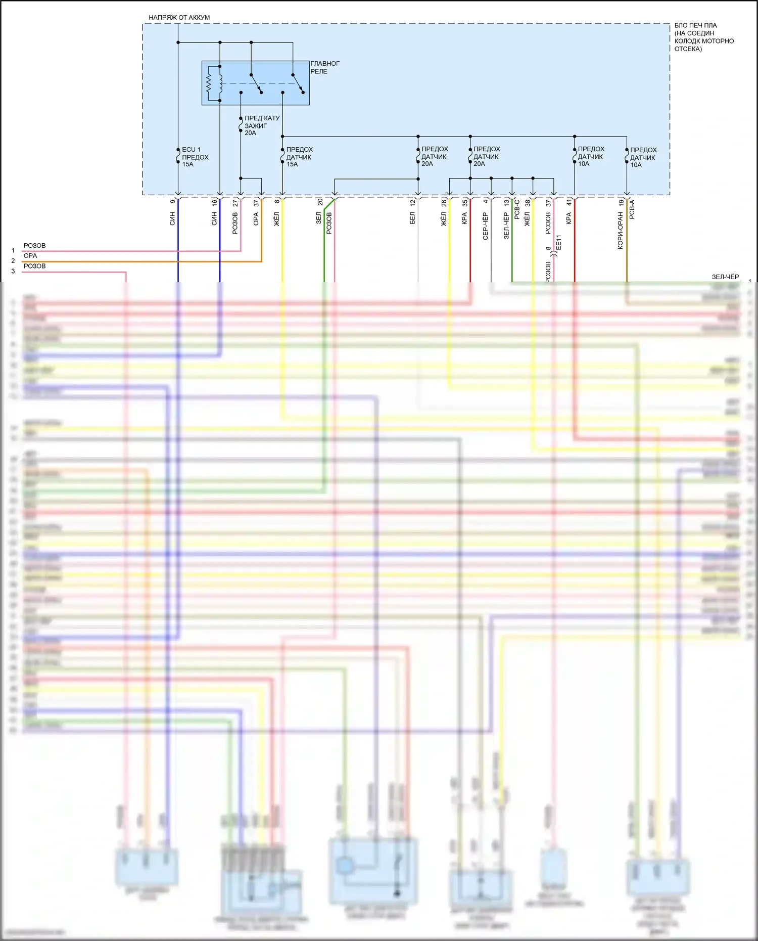 Santa Fe Hyundai IV рестайлинг (2020-2024): Электросхема двигателя 1.6л турбо подключаемый гибрид, электросхема органов управления двигателем (5 из 8) 