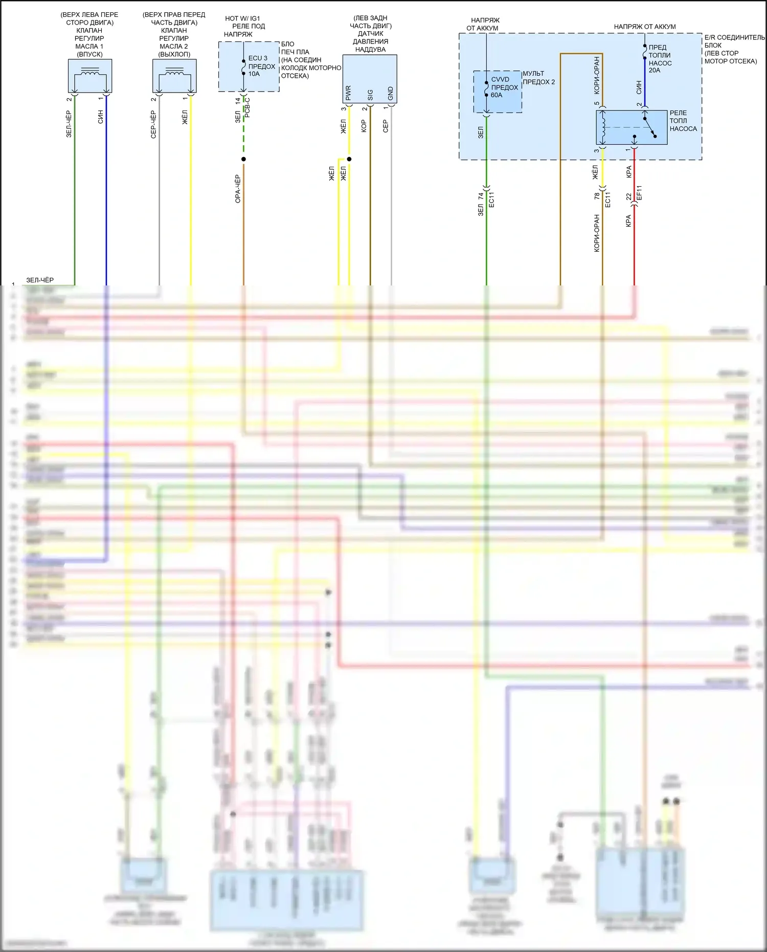 Santa Fe Hyundai IV рестайлинг (2020-2024): Электросхема двигателя 1.6л турбо подключаемый гибрид, электросхема органов управления двигателем (6 из 8) 