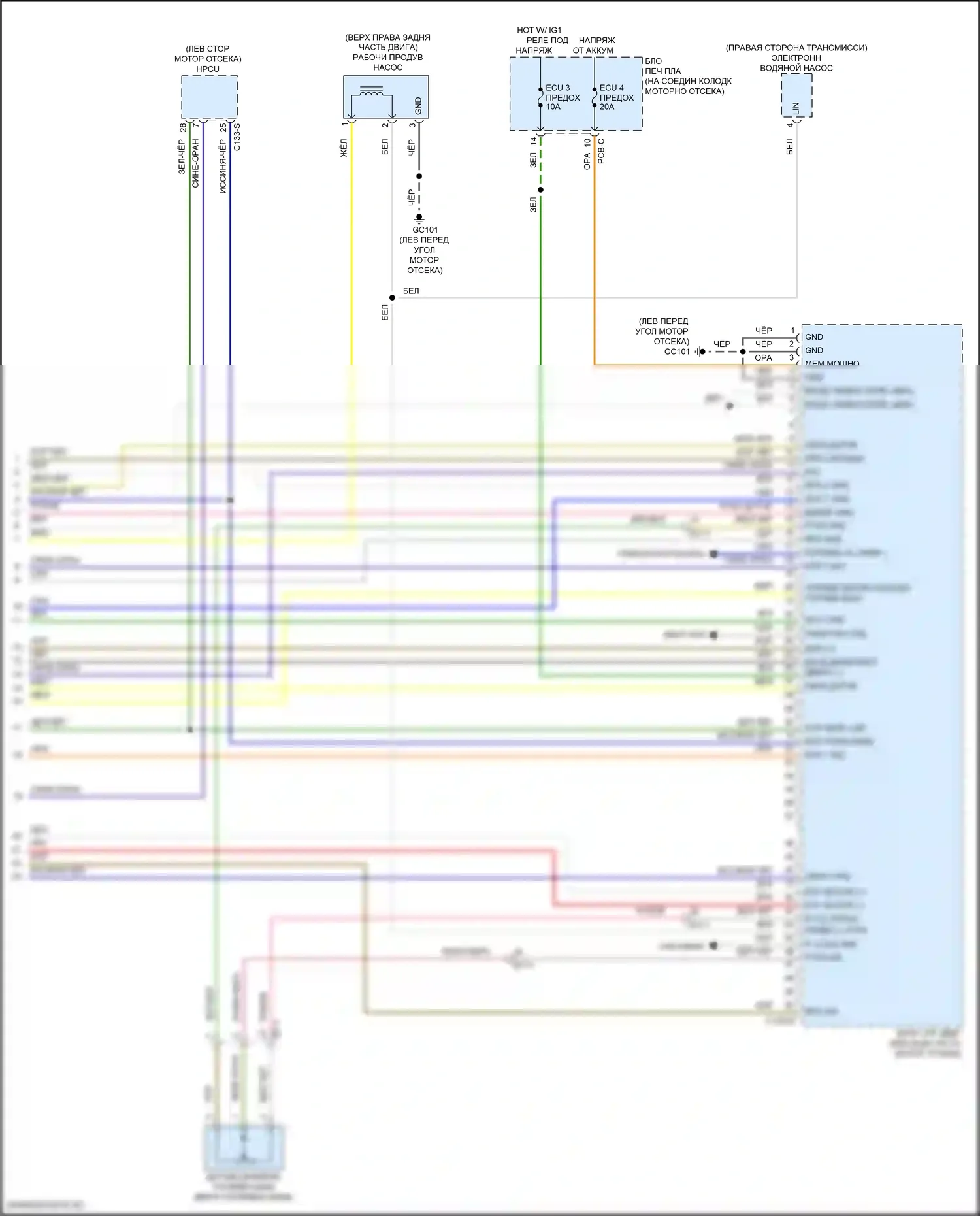 Santa Fe Hyundai IV рестайлинг (2020-2024): Электросхема двигателя 1.6л турбо подключаемый гибрид, электросхема органов управления двигателем (8 из 8) 
