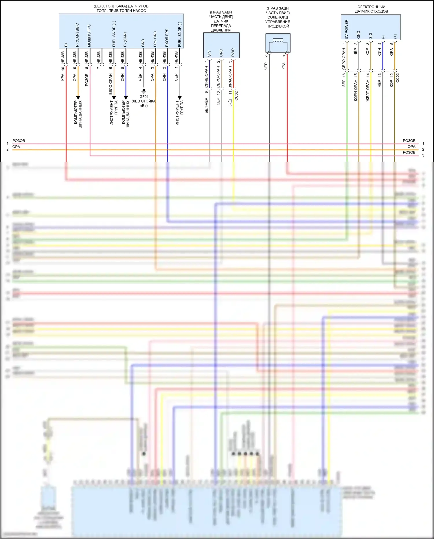 Santa Fe Hyundai IV рестайлинг (2020-2024): Электросхема двигателя 1,6л турбогибрида, электросхема органов управления двигателем (4 из 8) 