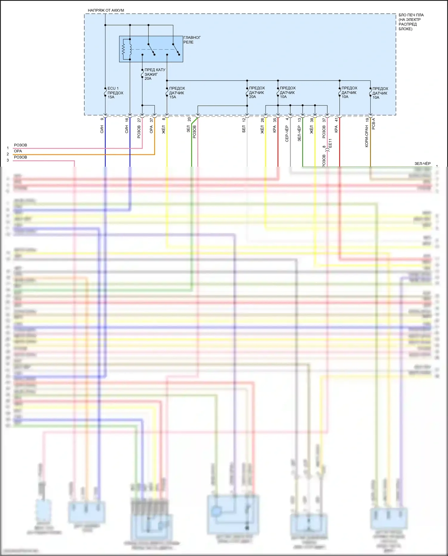 Santa Fe Hyundai IV рестайлинг (2020-2024): Электросхема двигателя 1,6л турбогибрида, электросхема органов управления двигателем (5 из 8) 