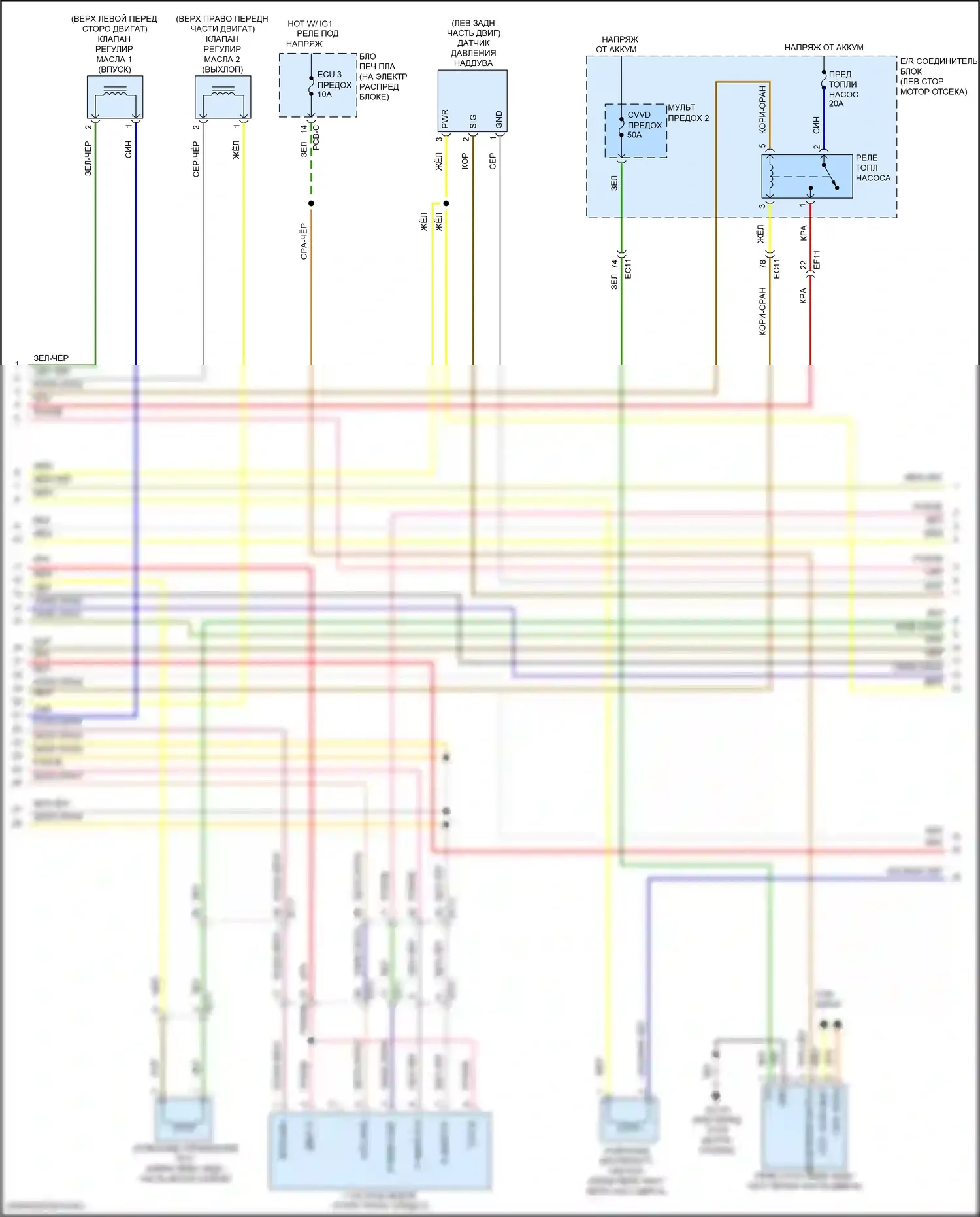 Santa Fe Hyundai IV рестайлинг (2020-2024): Электросхема двигателя 1,6л турбогибрида, электросхема органов управления двигателем (6 из 8) 