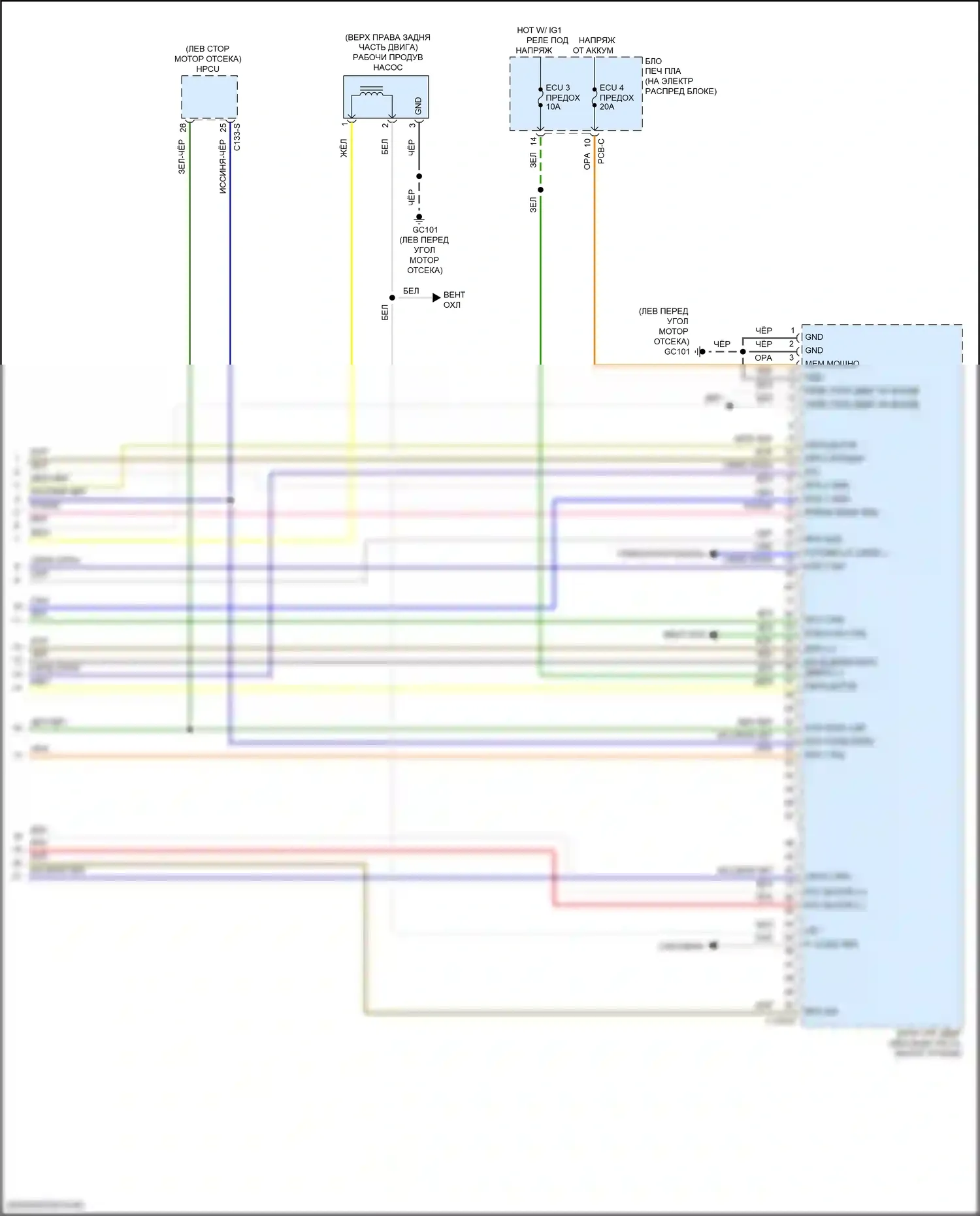 Santa Fe Hyundai IV рестайлинг (2020-2024): Электросхема двигателя 1,6л турбогибрида, электросхема органов управления двигателем (8 из 8) 