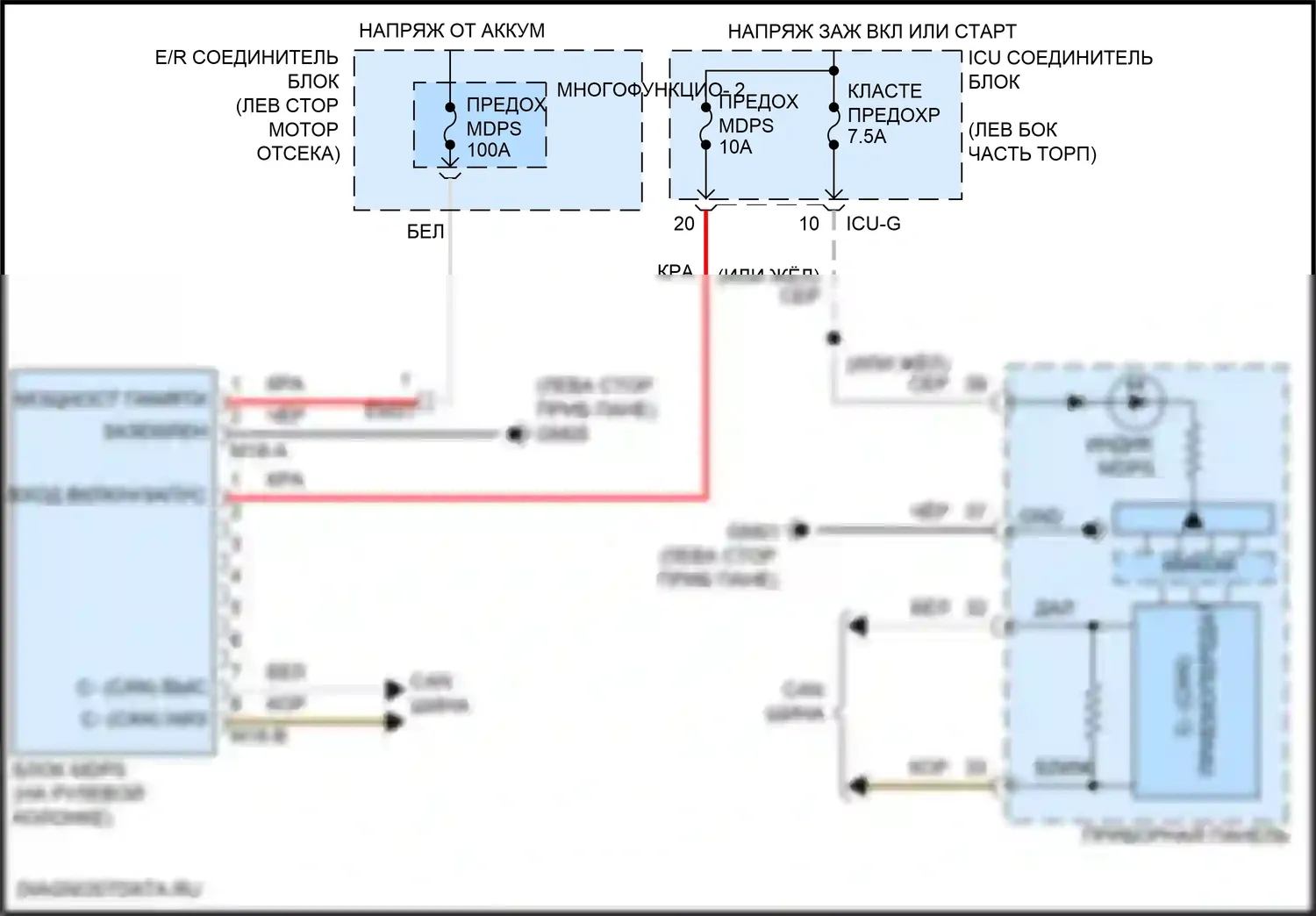 Santa Fe Hyundai IV рестайлинг (2020-2024): Электросхема электроусилителя руля 