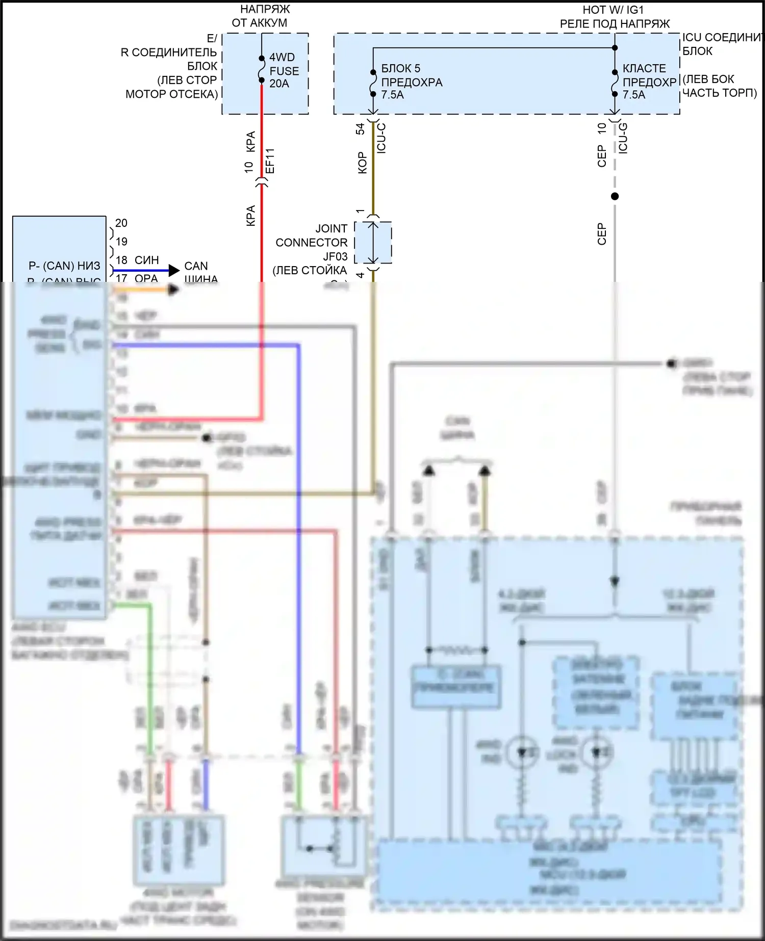 Santa Fe Hyundai IV рестайлинг (2020-2024): 1,6л турбо-подключаемый гибрид, awd электросхема 
