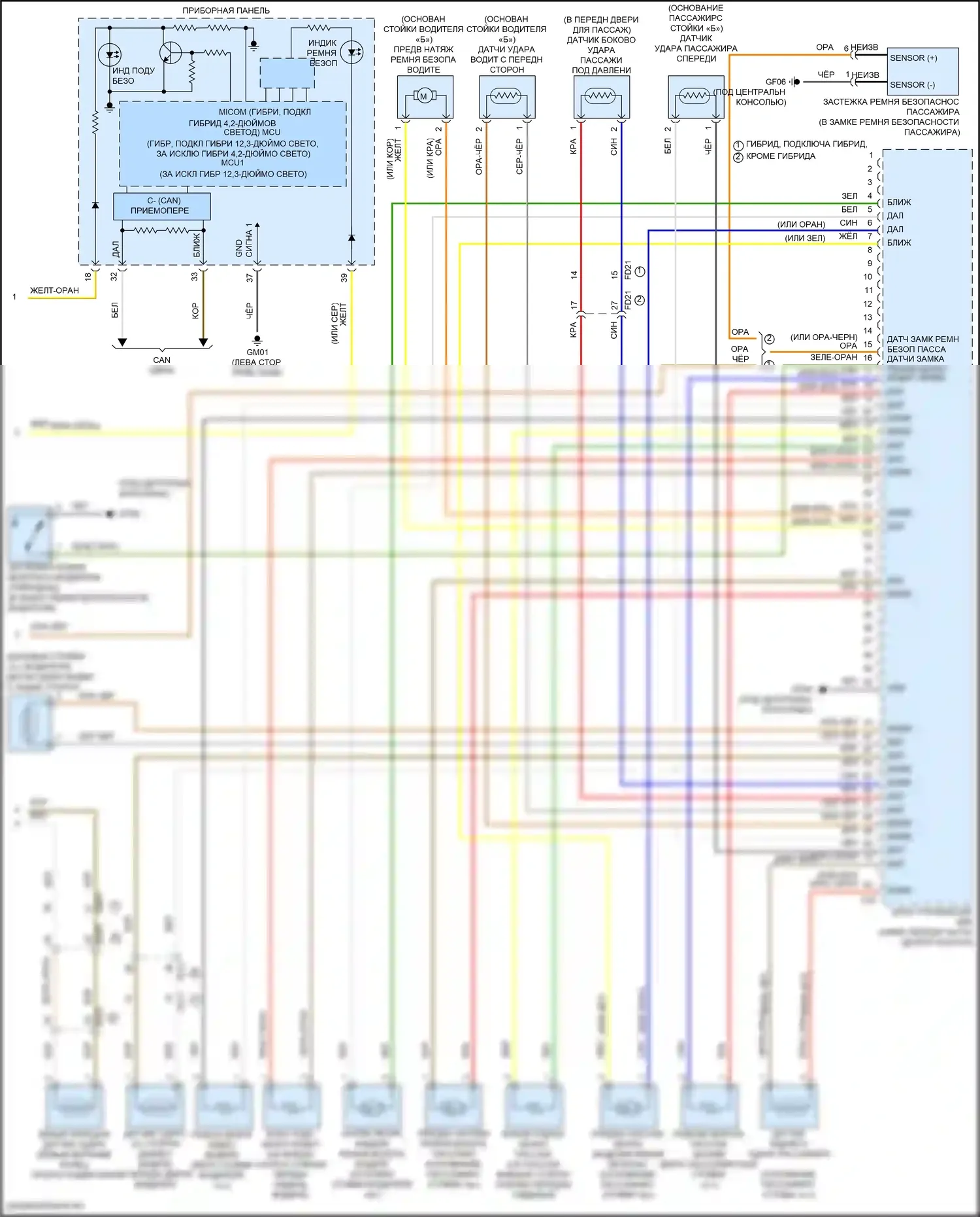 Santa Fe Hyundai IV рестайлинг (2020-2024): Электросхема подушек безопасности (2 из 2) 