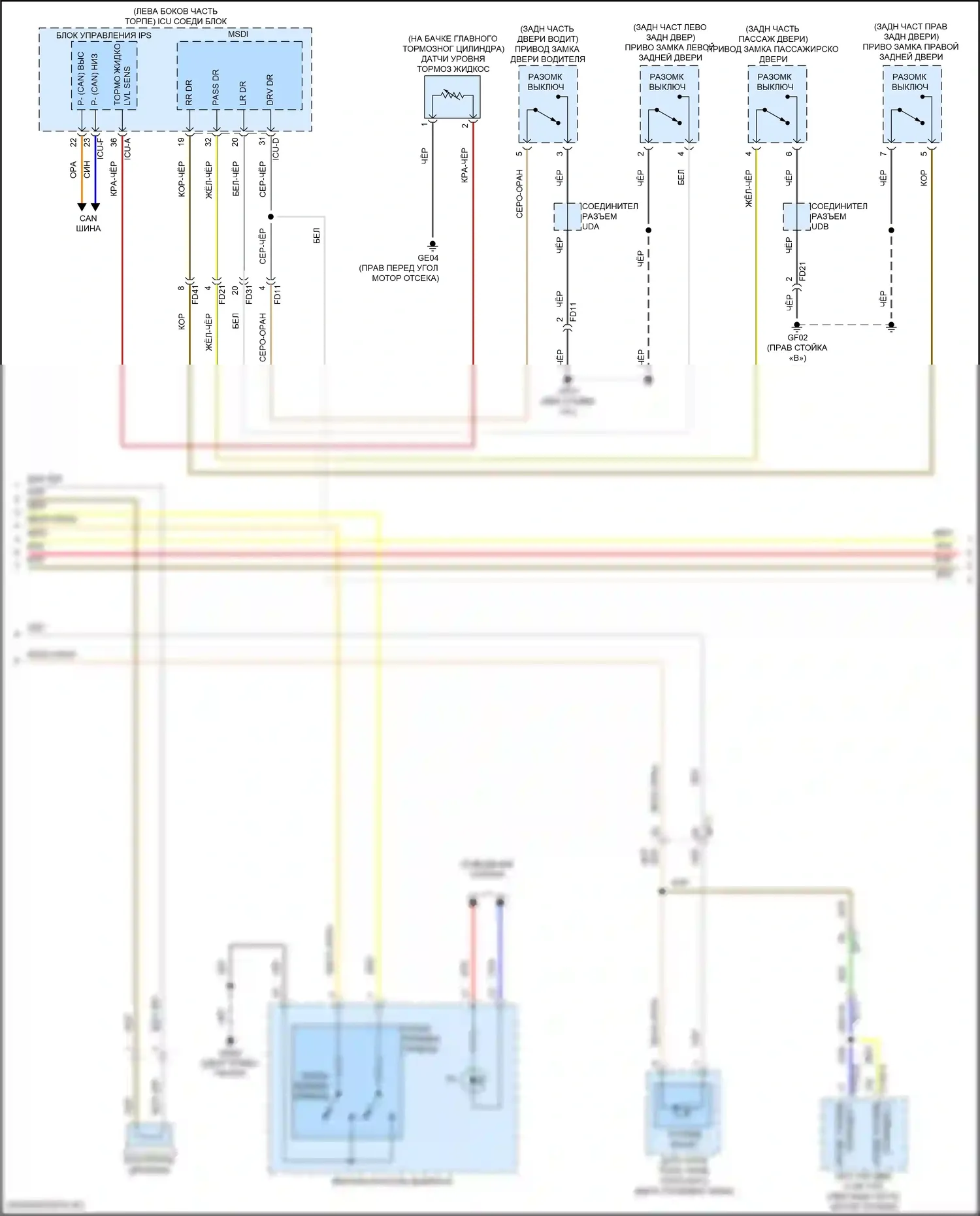Santa Fe Hyundai IV рестайлинг (2020-2024): Электросхема приборной панели, гибрид с 4,2-дюймовым жк-экраном (2 из 4) 