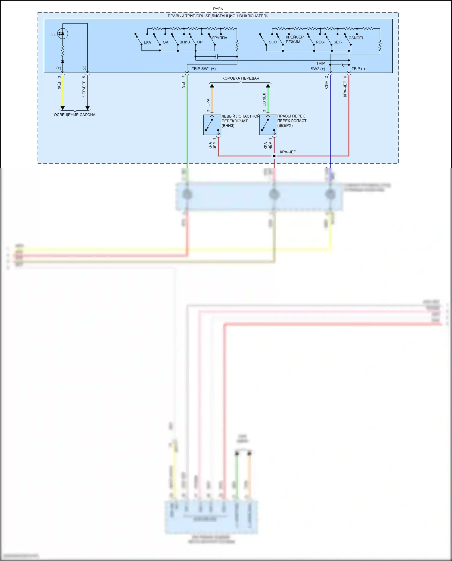Santa Fe Hyundai IV рестайлинг (2020-2024): Электросхема приборной панели, гибрид с 4,2-дюймовым жк-экраном (3 из 4) 