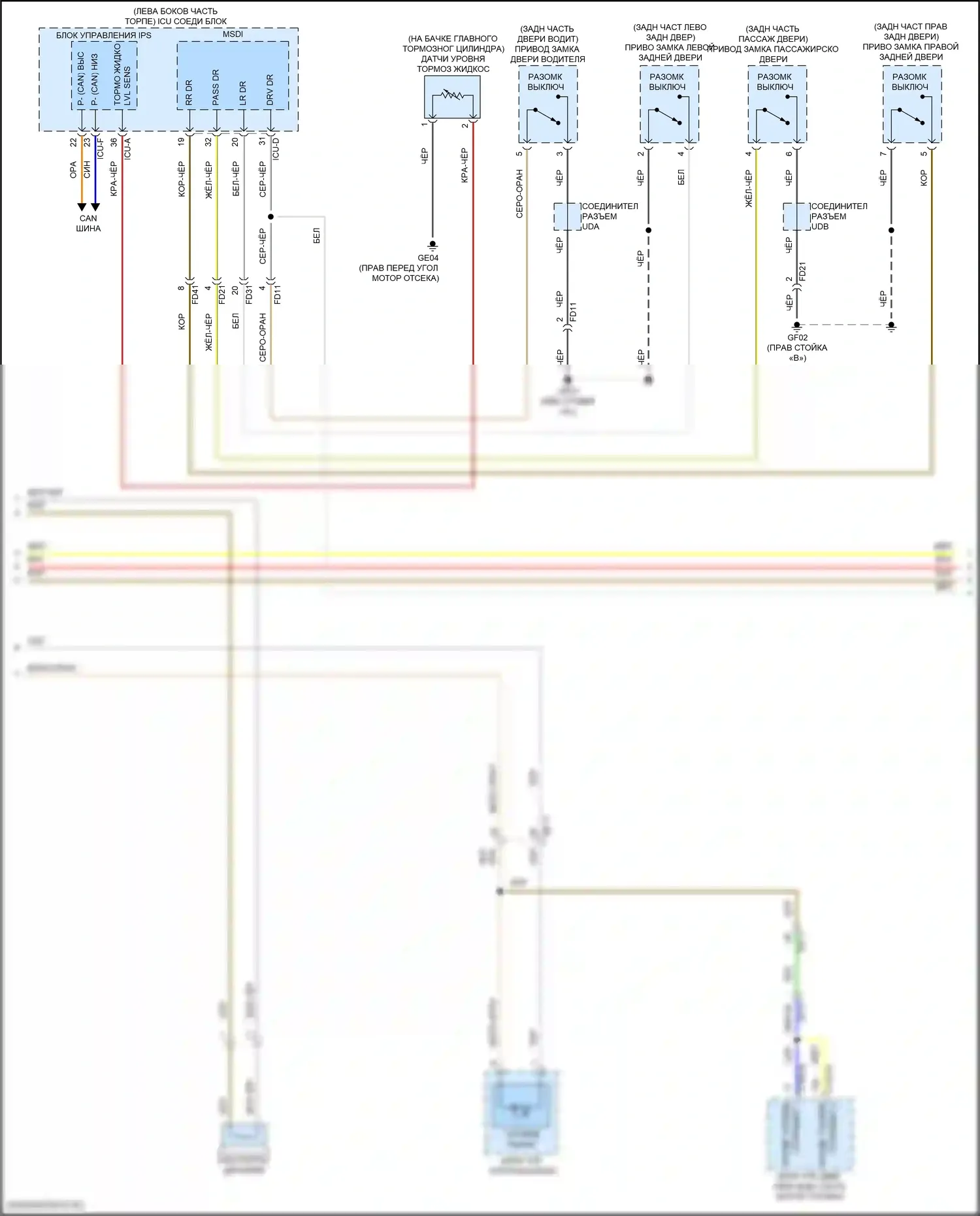 Santa Fe Hyundai IV рестайлинг (2020-2024): Электросхема приборной панели, подключаемый гибрид с 4,2-дюймовым жк-экраном (2 из 4) 