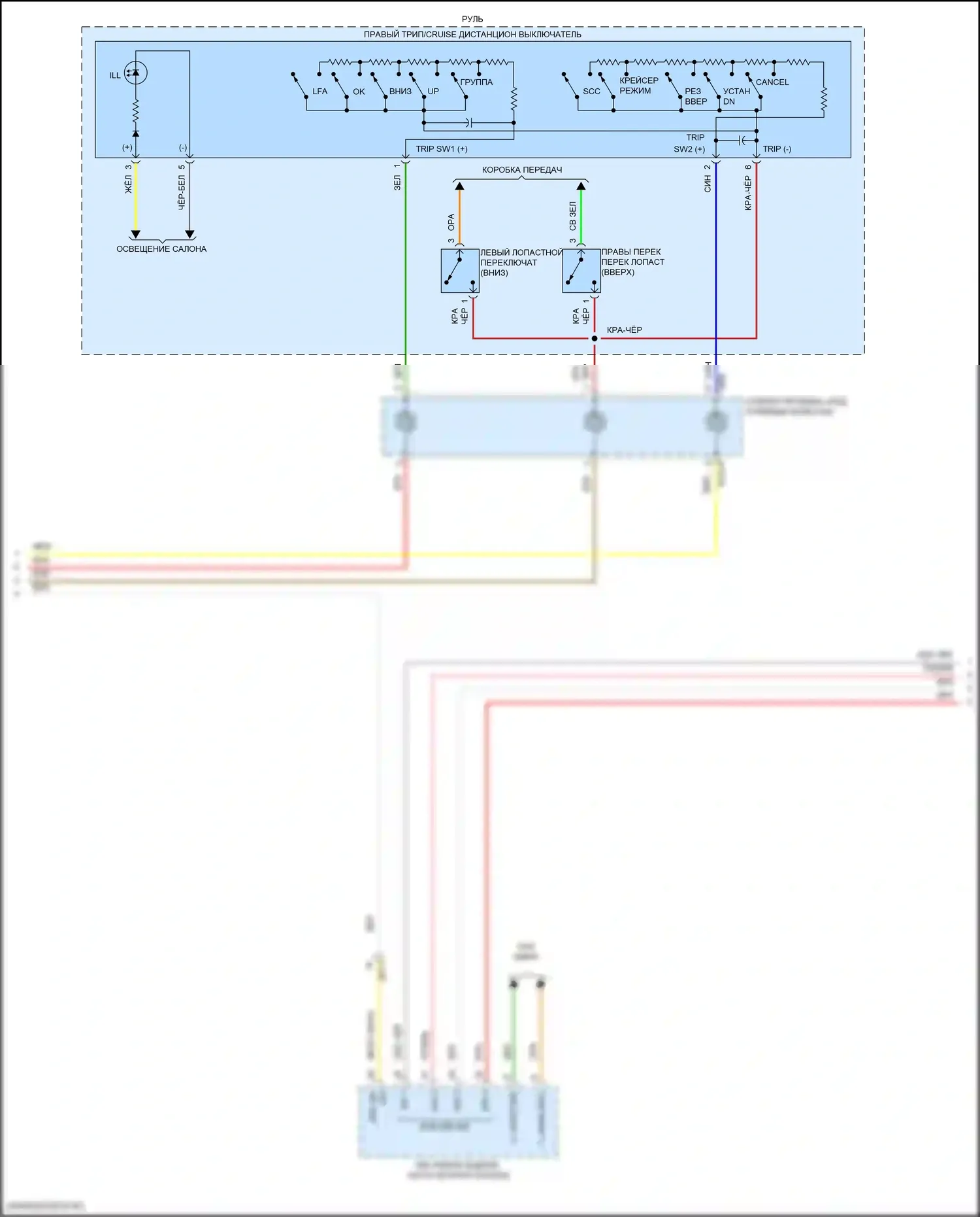 Santa Fe Hyundai IV рестайлинг (2020-2024): Электросхема приборной панели, подключаемый гибрид с 4,2-дюймовым жк-экраном (3 из 4) 