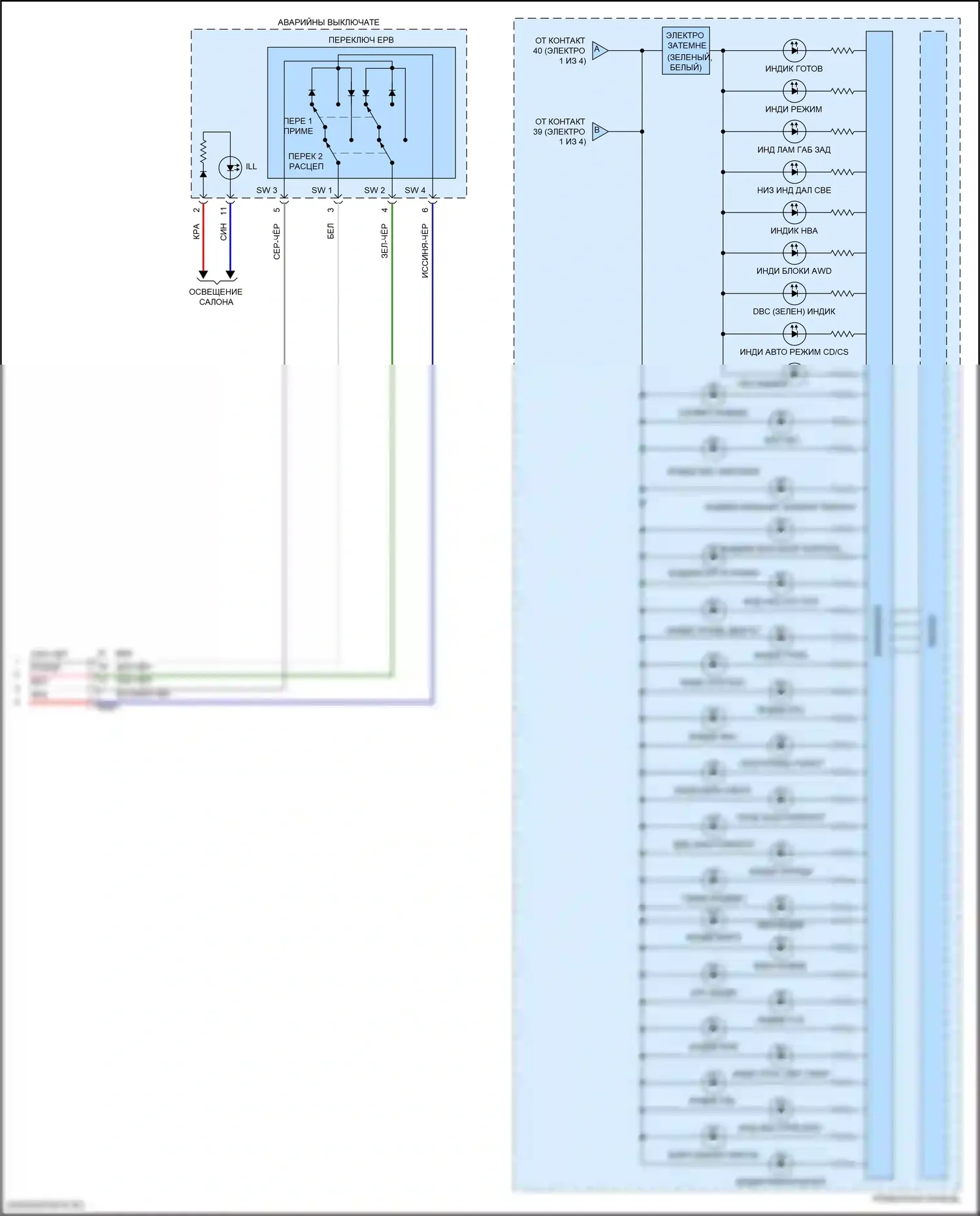 Santa Fe Hyundai IV рестайлинг (2020-2024): Электросхема приборной панели, подключаемый гибрид с 4,2-дюймовым жк-экраном (4 из 4) 