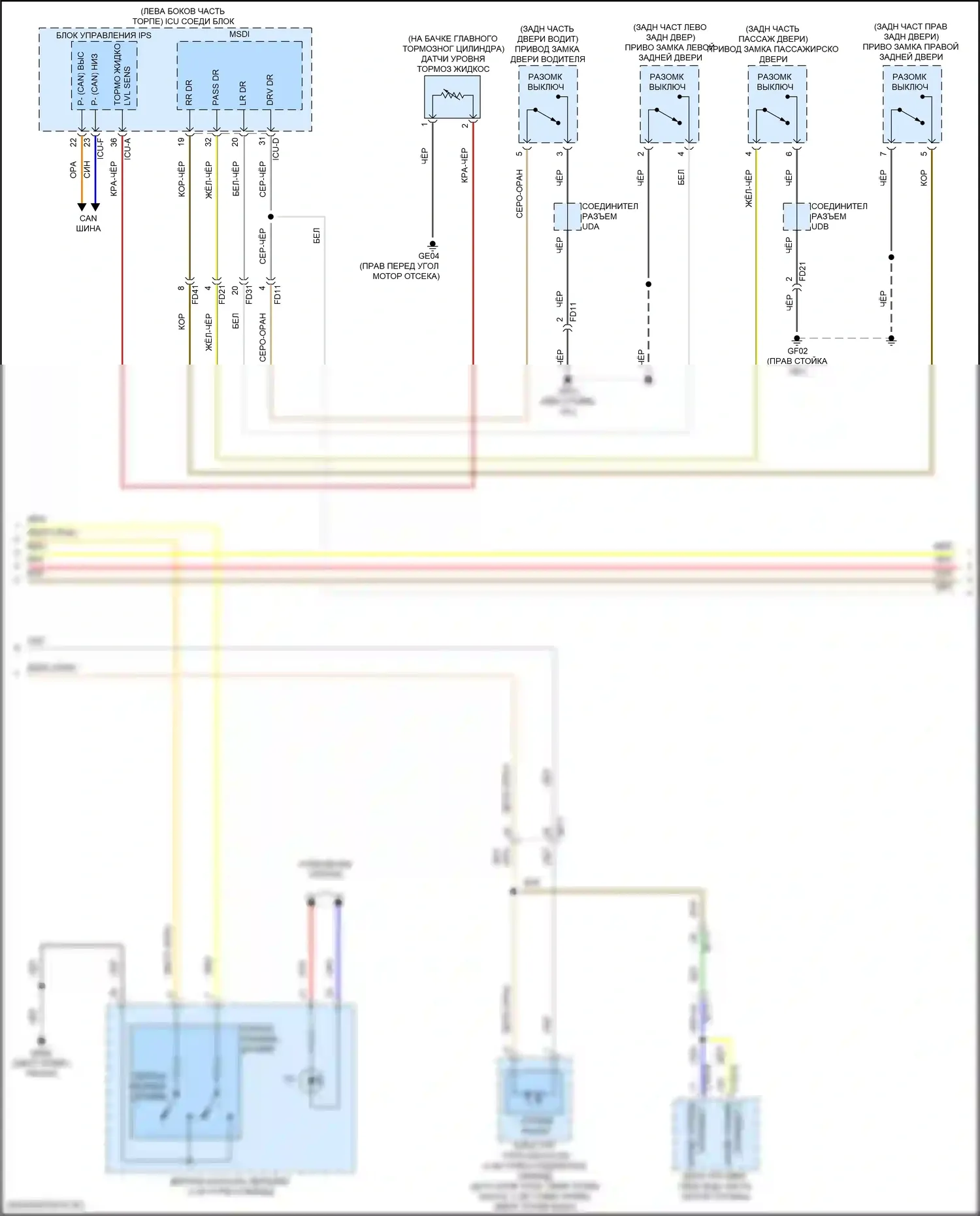 Santa Fe Hyundai IV рестайлинг (2020-2024): Электросхема приборной панели, с 12,3-дюймовым жк-экраном (2 из 3) 