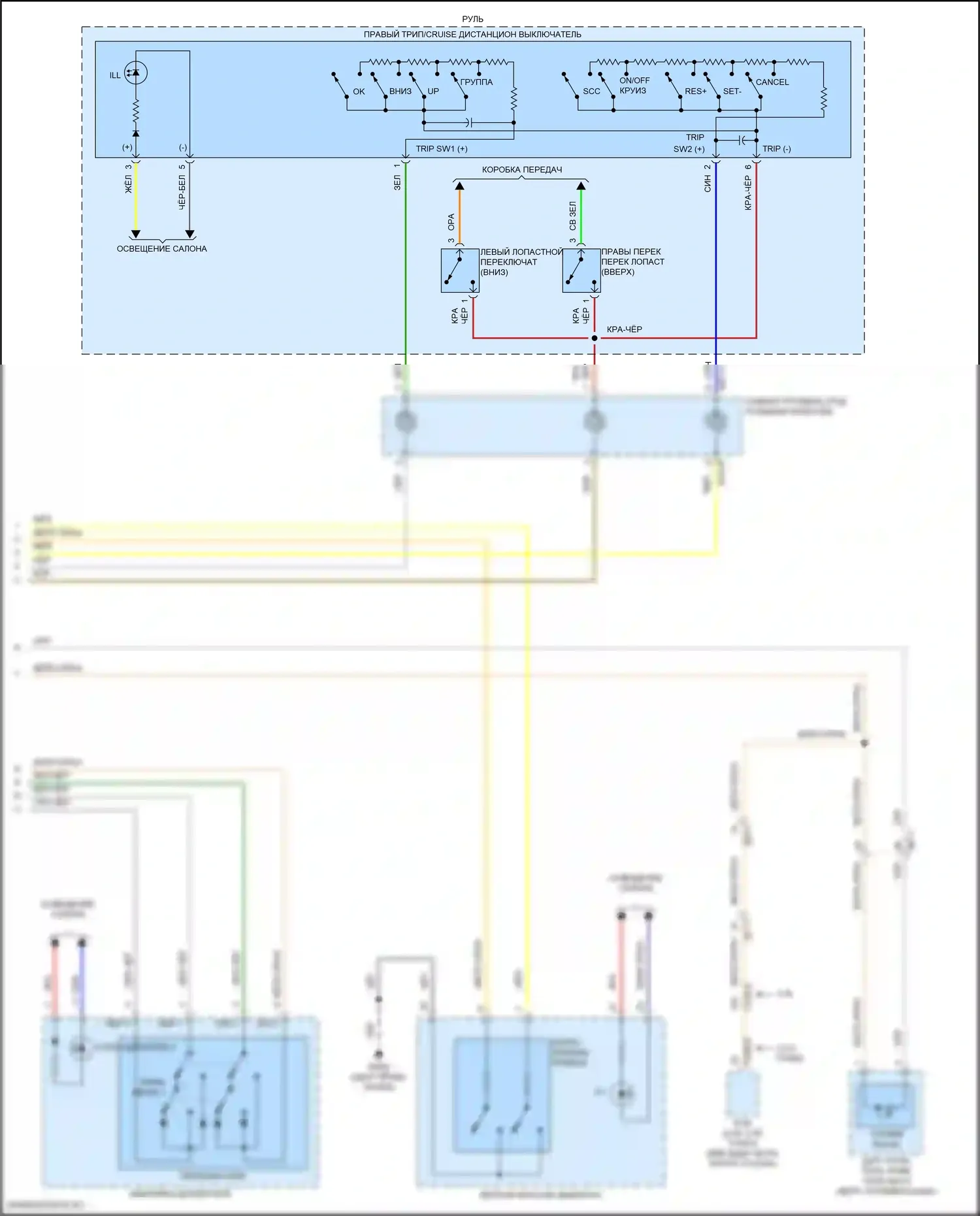Santa Fe Hyundai IV рестайлинг (2020-2024): Электросхема приборной панели, за исключением гибридной с 12,3-дюймовым жк-дисплеем (3 из 3) 