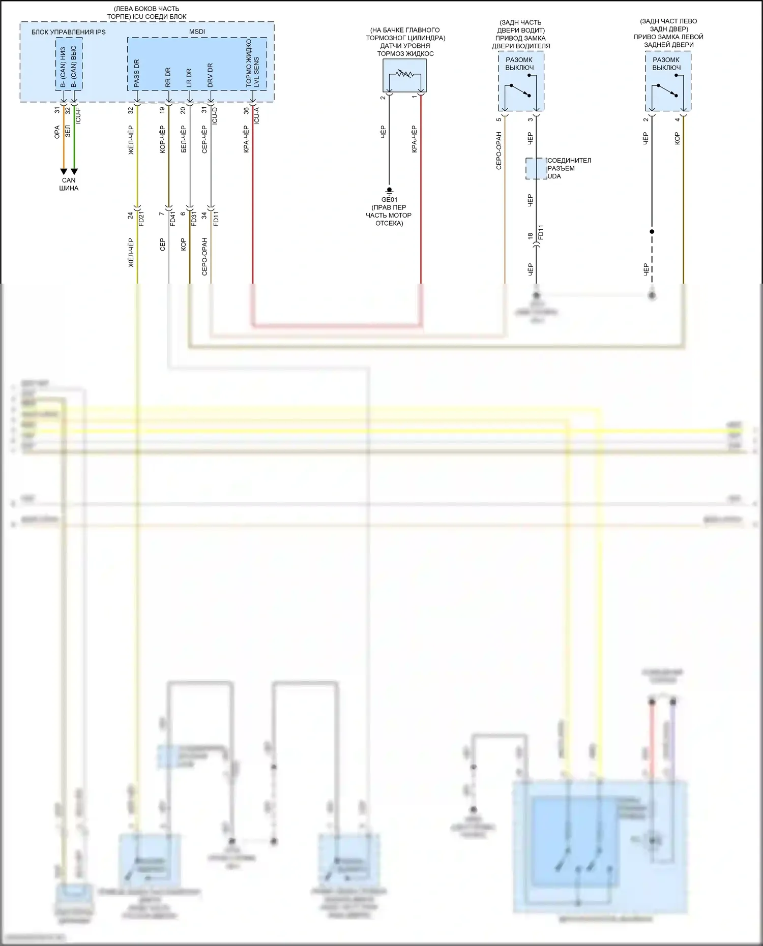 Santa Fe Hyundai IV рестайлинг (2020-2024): Электросхема приборной панели, за исключением гибридной с 4,2-дюймовым жк-экраном (2 из 4) 