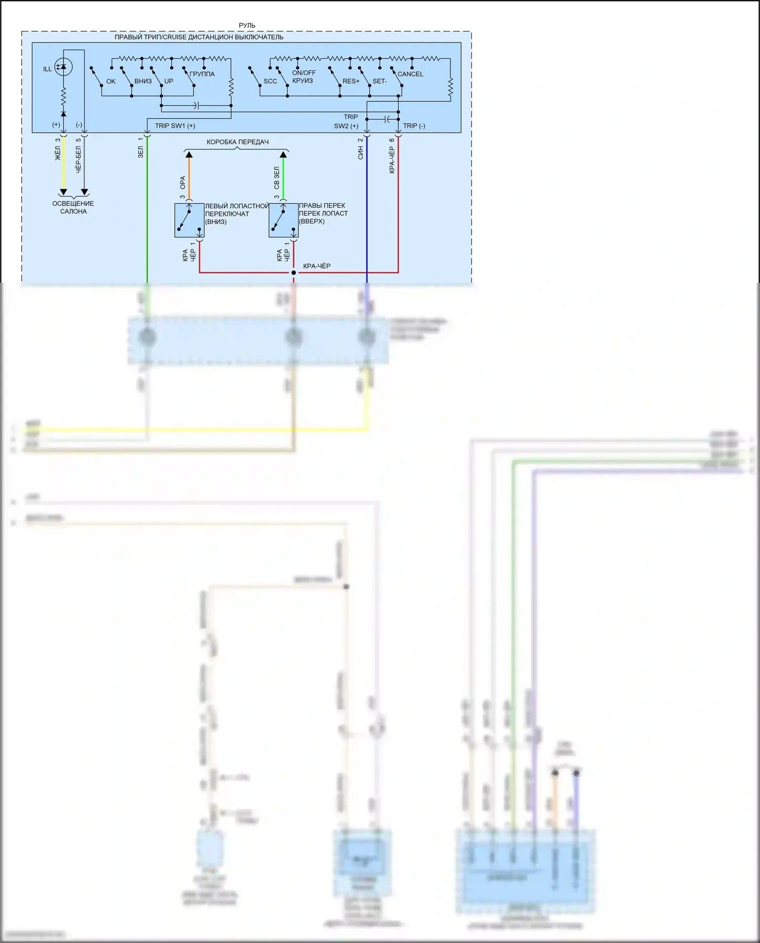 Santa Fe Hyundai IV рестайлинг (2020-2024): Электросхема приборной панели, за исключением гибридной с 4,2-дюймовым жк-экраном (3 из 4) 