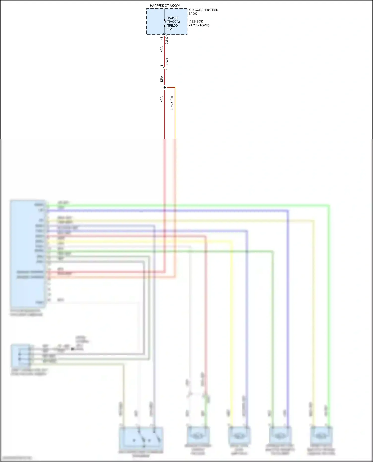 Santa Fe Hyundai IV рестайлинг (2020-2024): Электросхема пассажирского сиденья, за исключением гибридного 