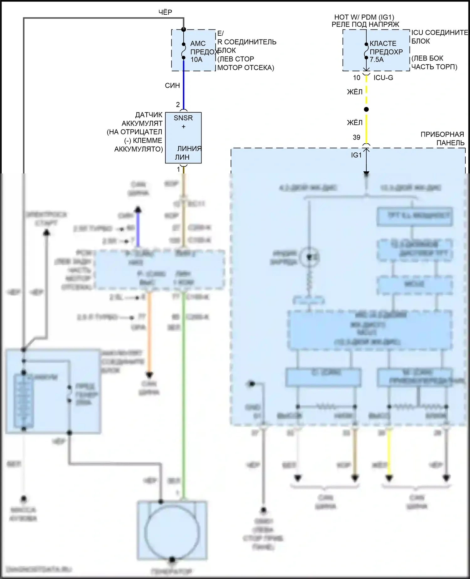 Santa Fe Hyundai IV рестайлинг (2020-2024): Электросхема генератора 