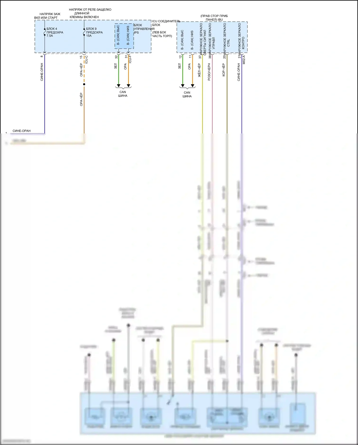 Santa Fe Hyundai IV рестайлинг (2020-2024): Управление зеркалами заднего вида электросхема (2 из 2) 