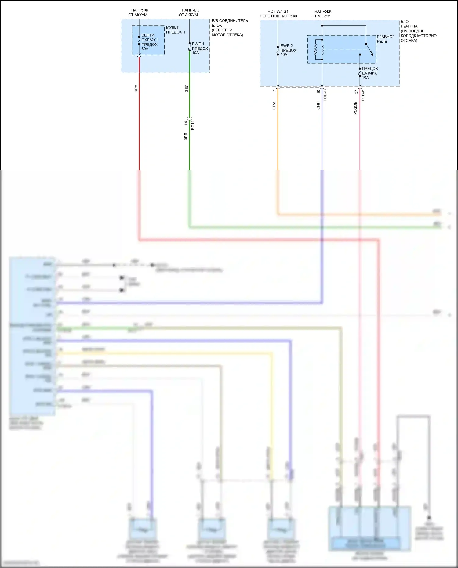 Santa Fe Hyundai IV рестайлинг (2020-2024): Электросхема вентилятора охлаждения, гибридного (1 из 2) 